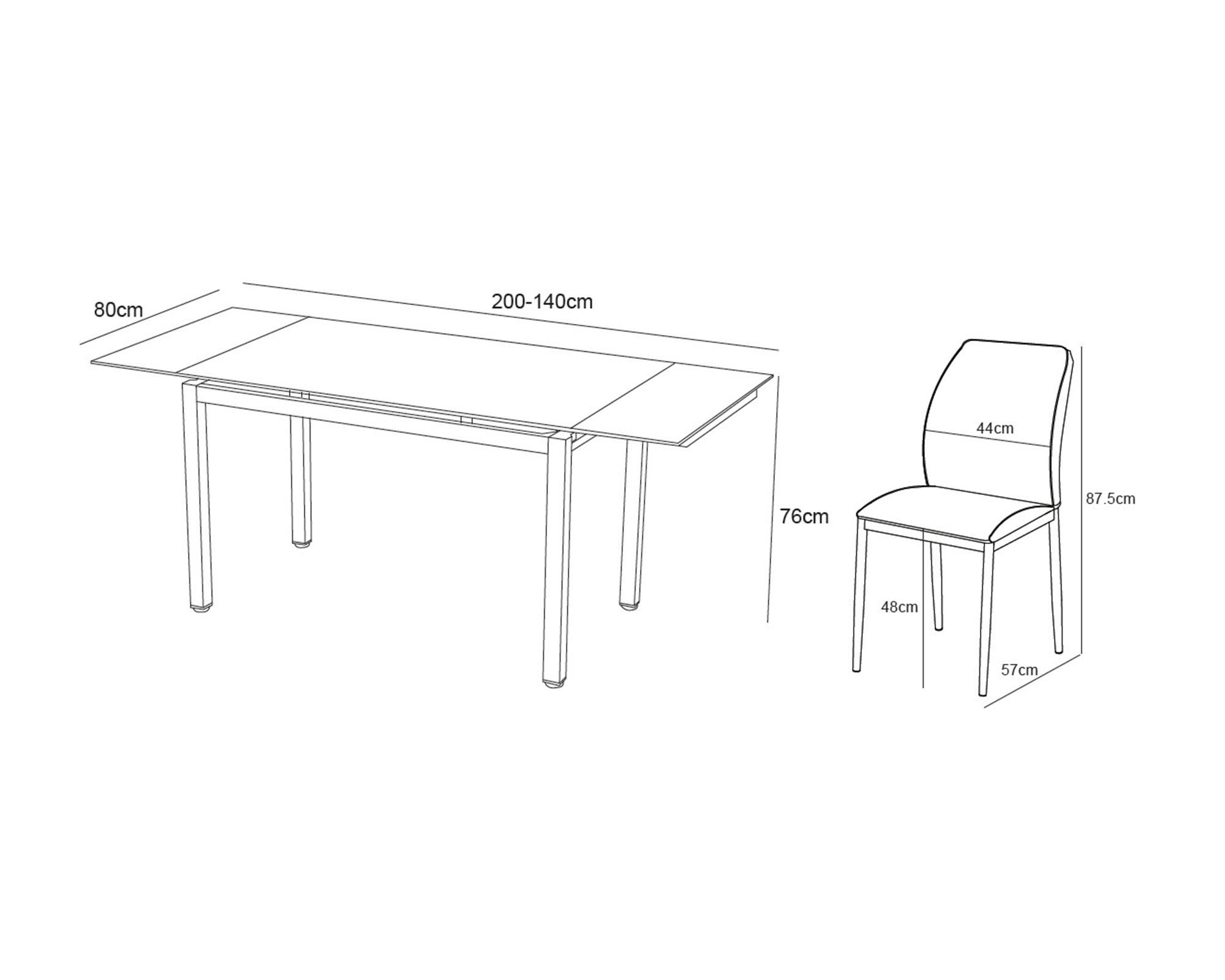 Comedor extensible 140-200 cm 8 sillas gris-8