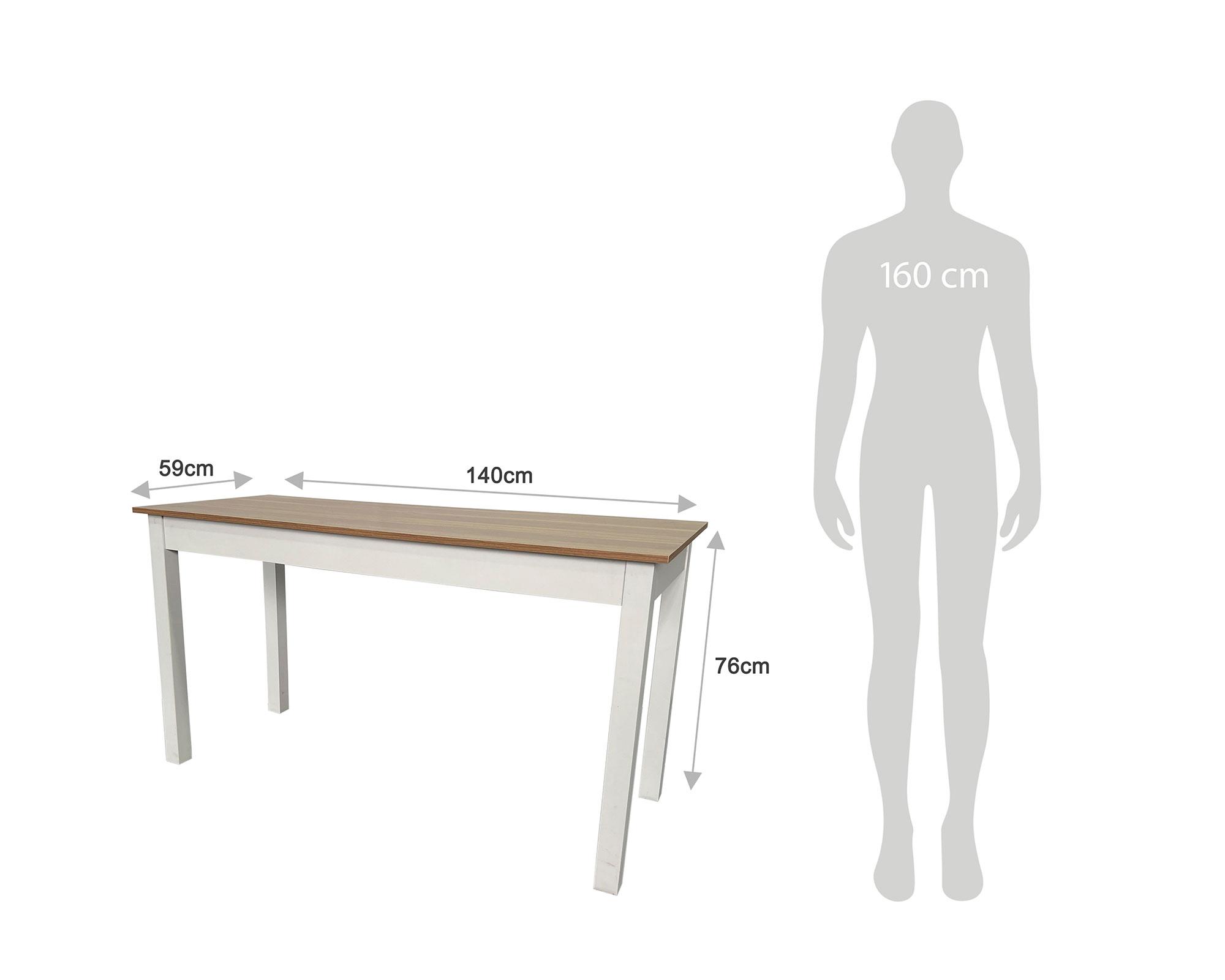 Mesa comedor Kilian blanco/natural 76x140x59 cm-6