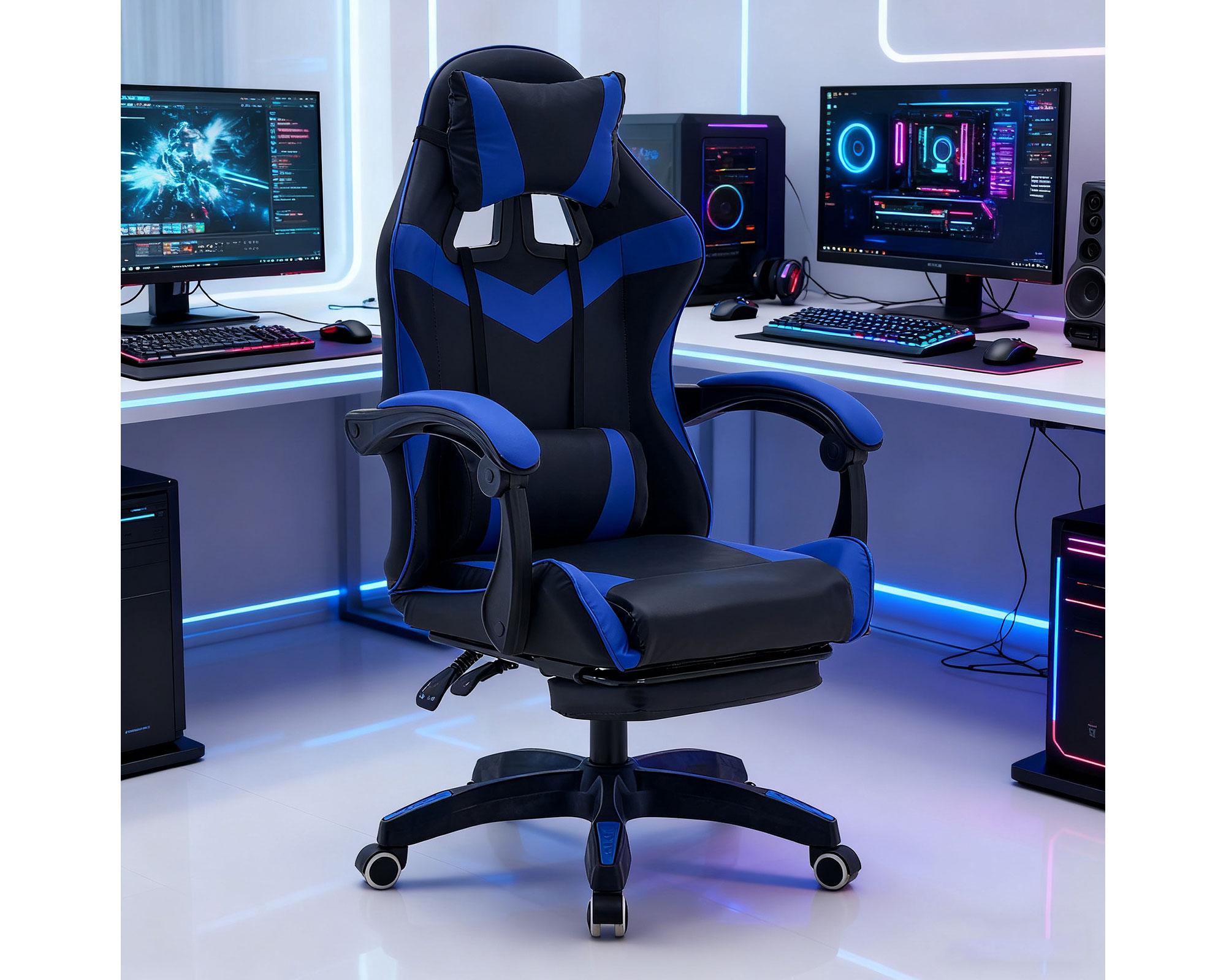 Silla gamer Julian negro/azul-15