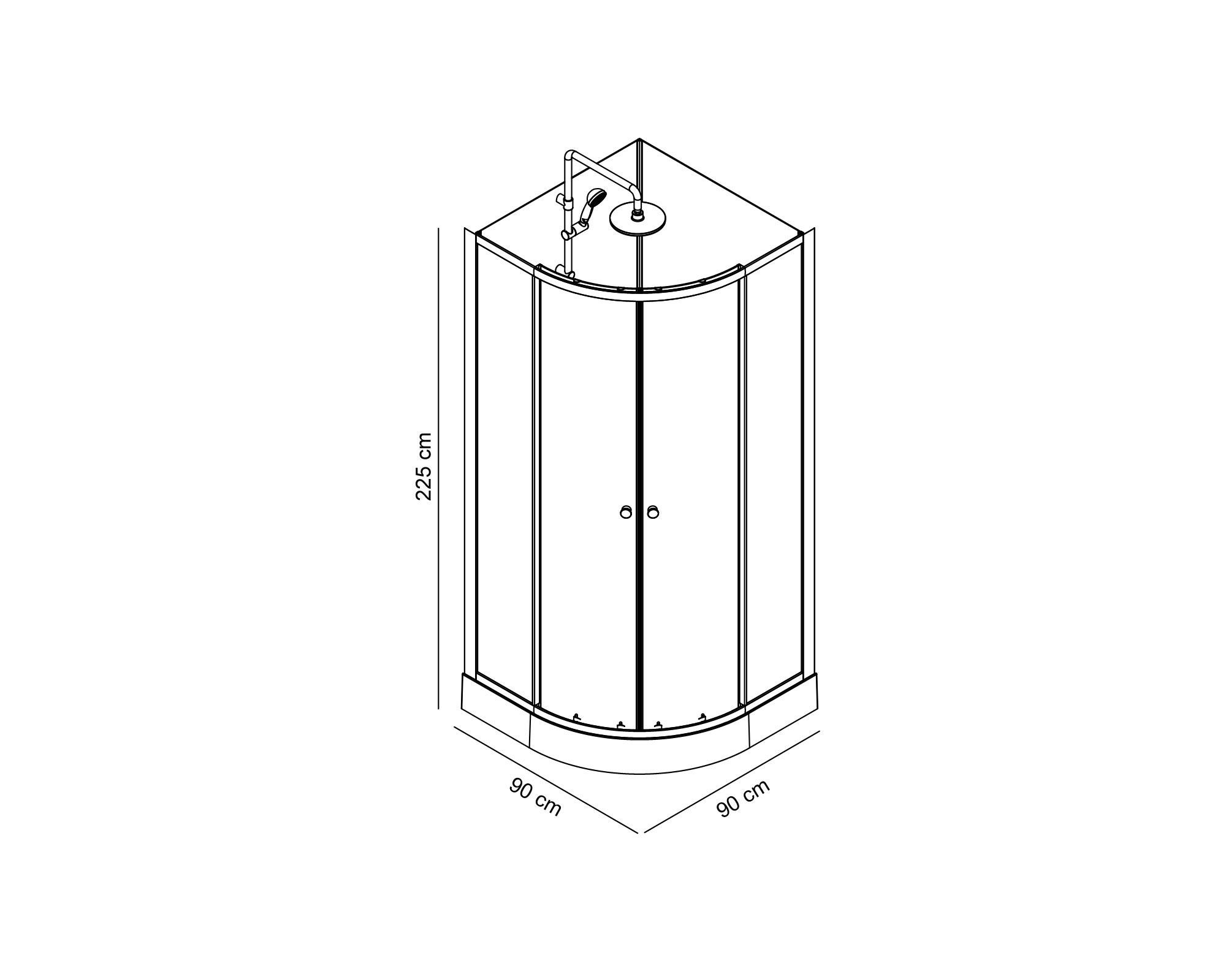 Cabina ducha curva con film 225x90x90 cm-3