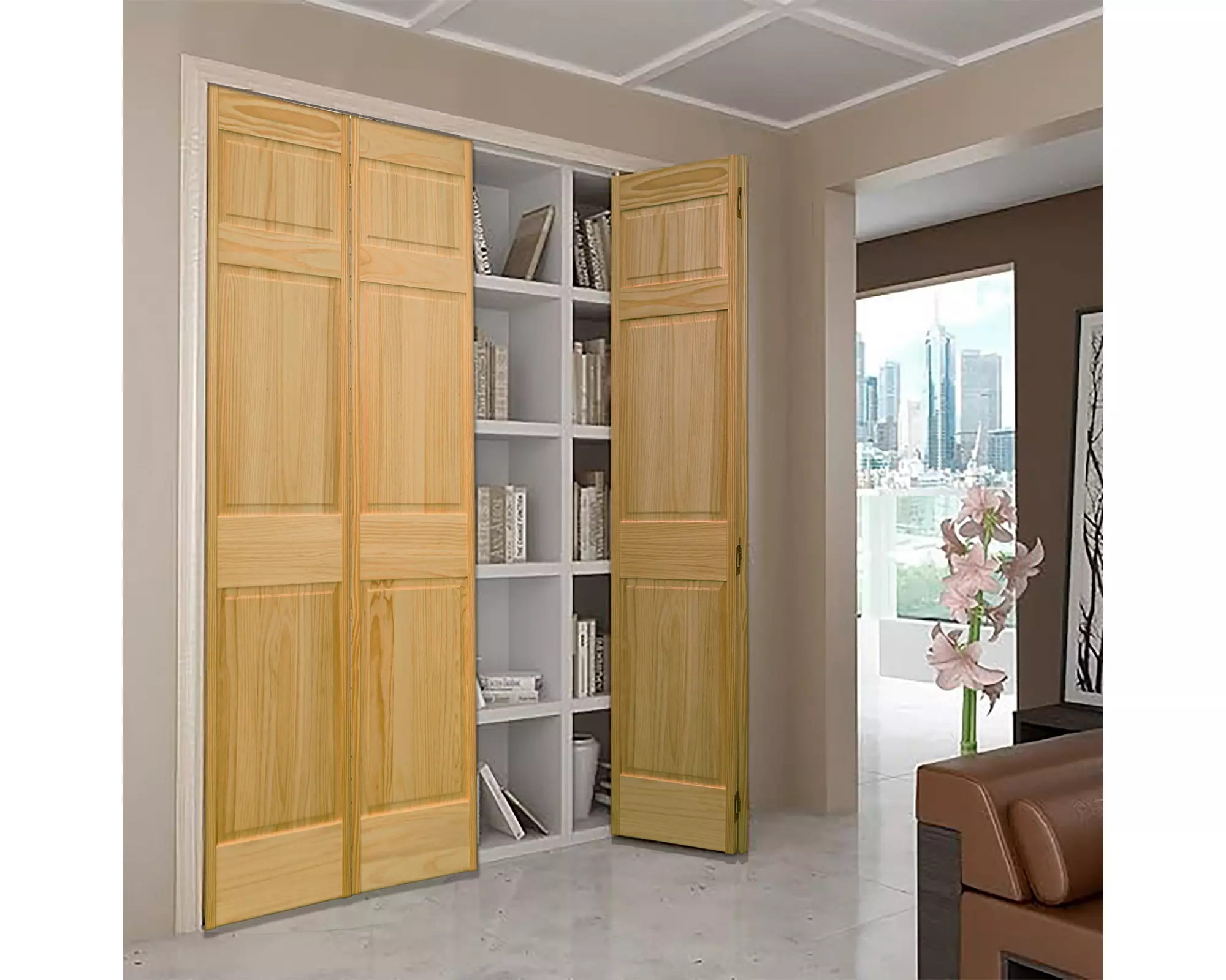 Puerta para clóset 3 paneles Bifold pino radiata 76x200 cm-2