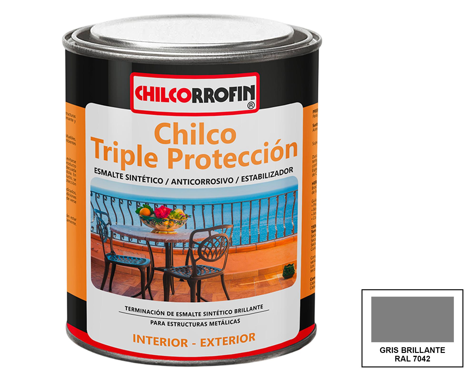 Esmalte anticorrosivo Chilco Triple Protección 1/4 galón gris-0