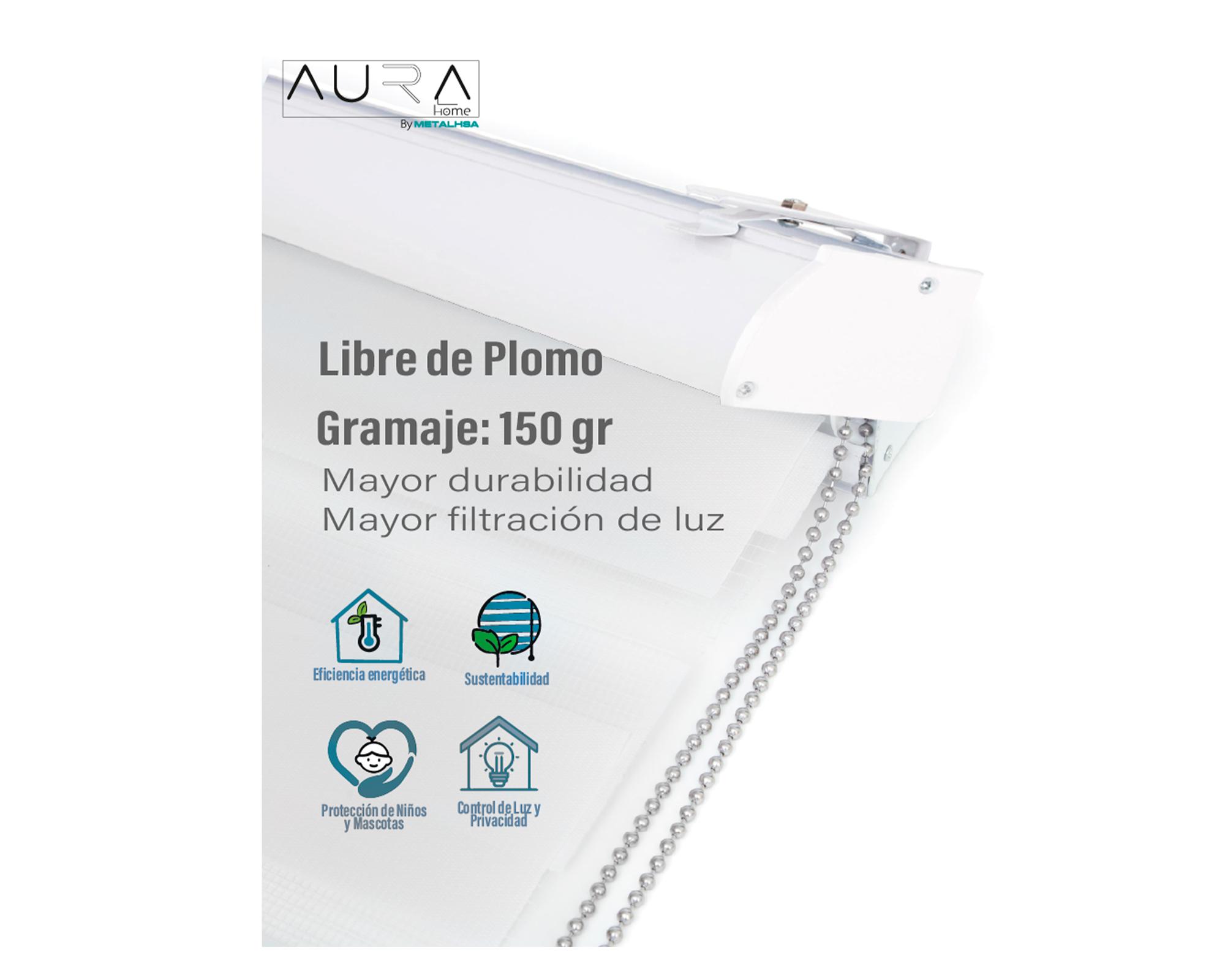 Cortina roller dúo Zebra 180x165 cm blanco-3