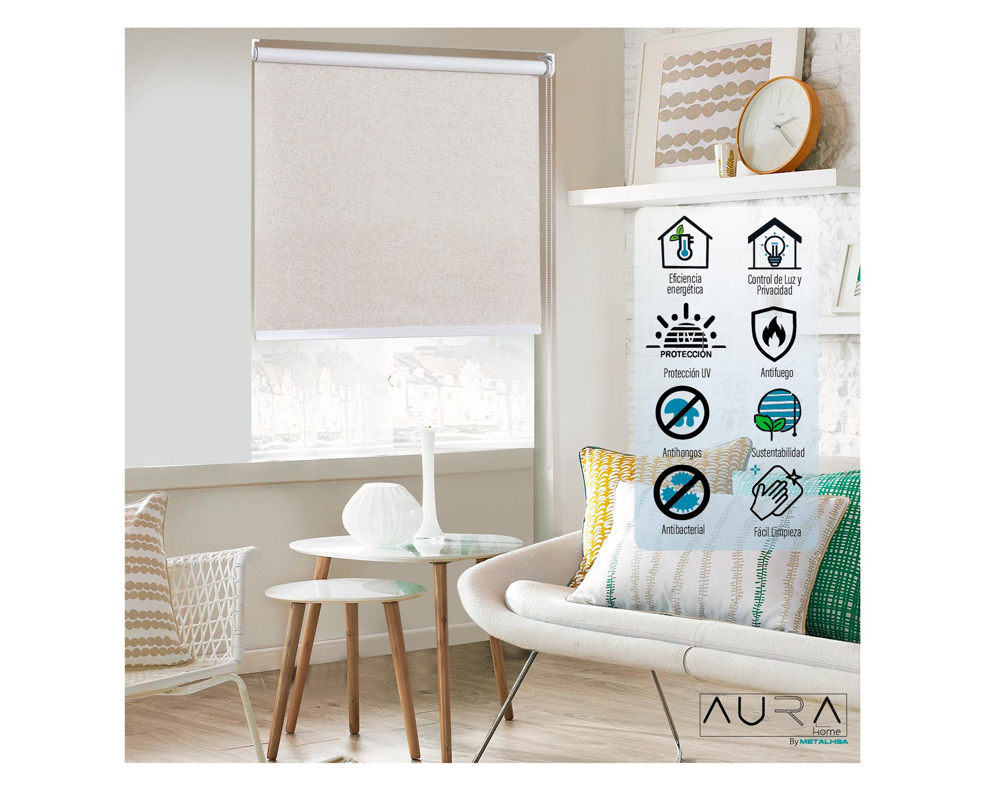 Cortina roller black out Textura lino 120x250 cm beige-4