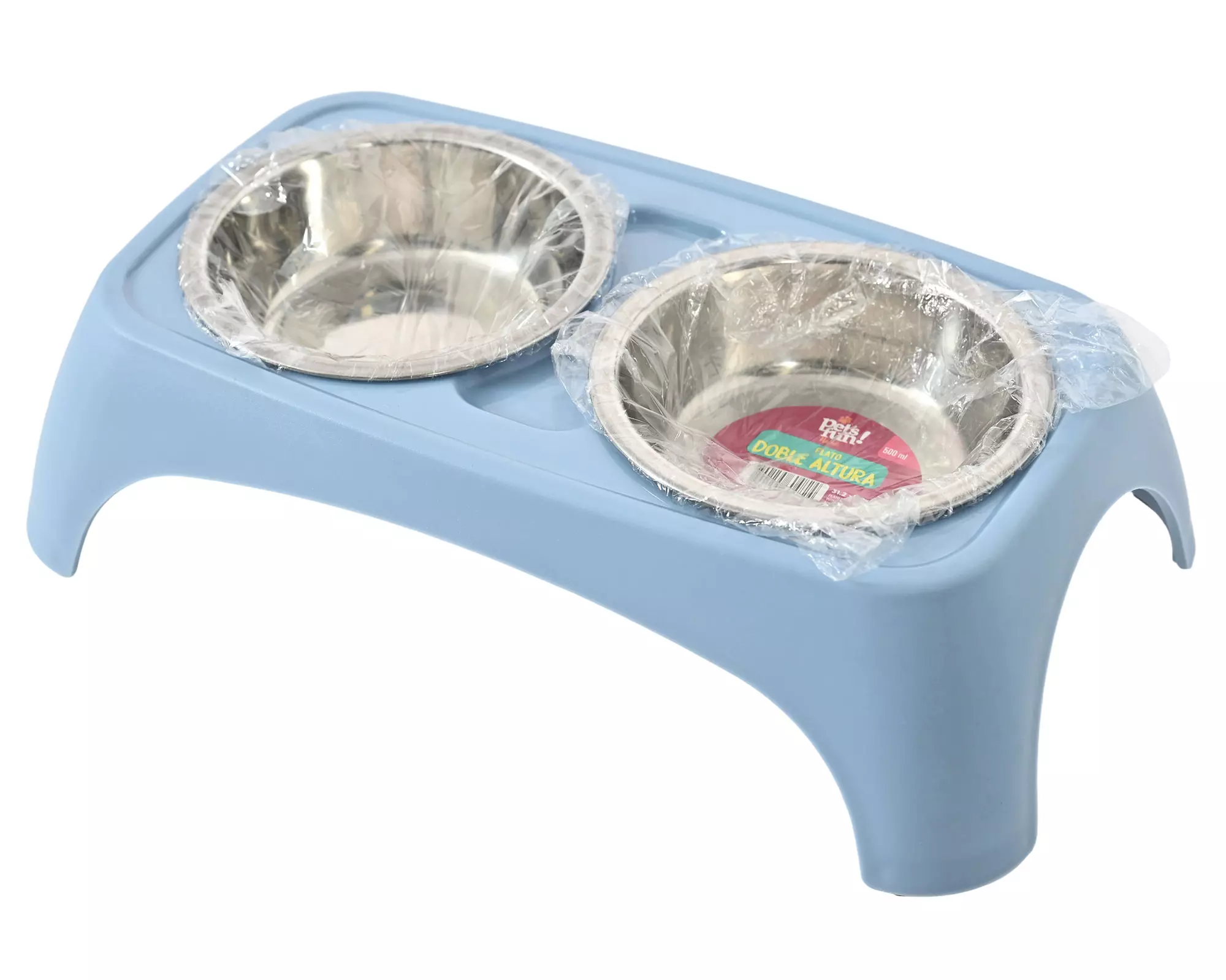 Plato para mascotas doble alto acero inoxidable 500 ml-2