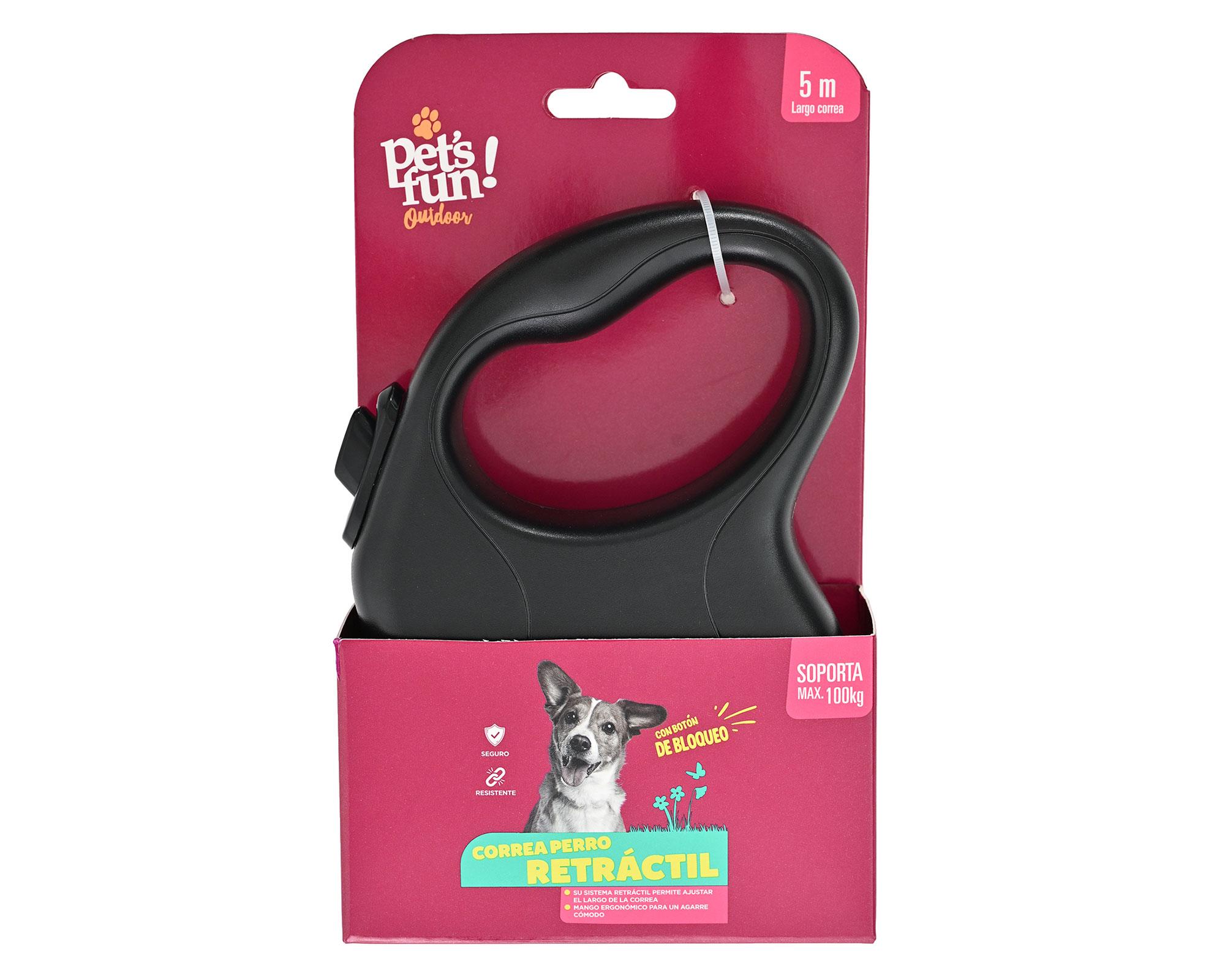 Correa retráctil perro 5 m negro-2