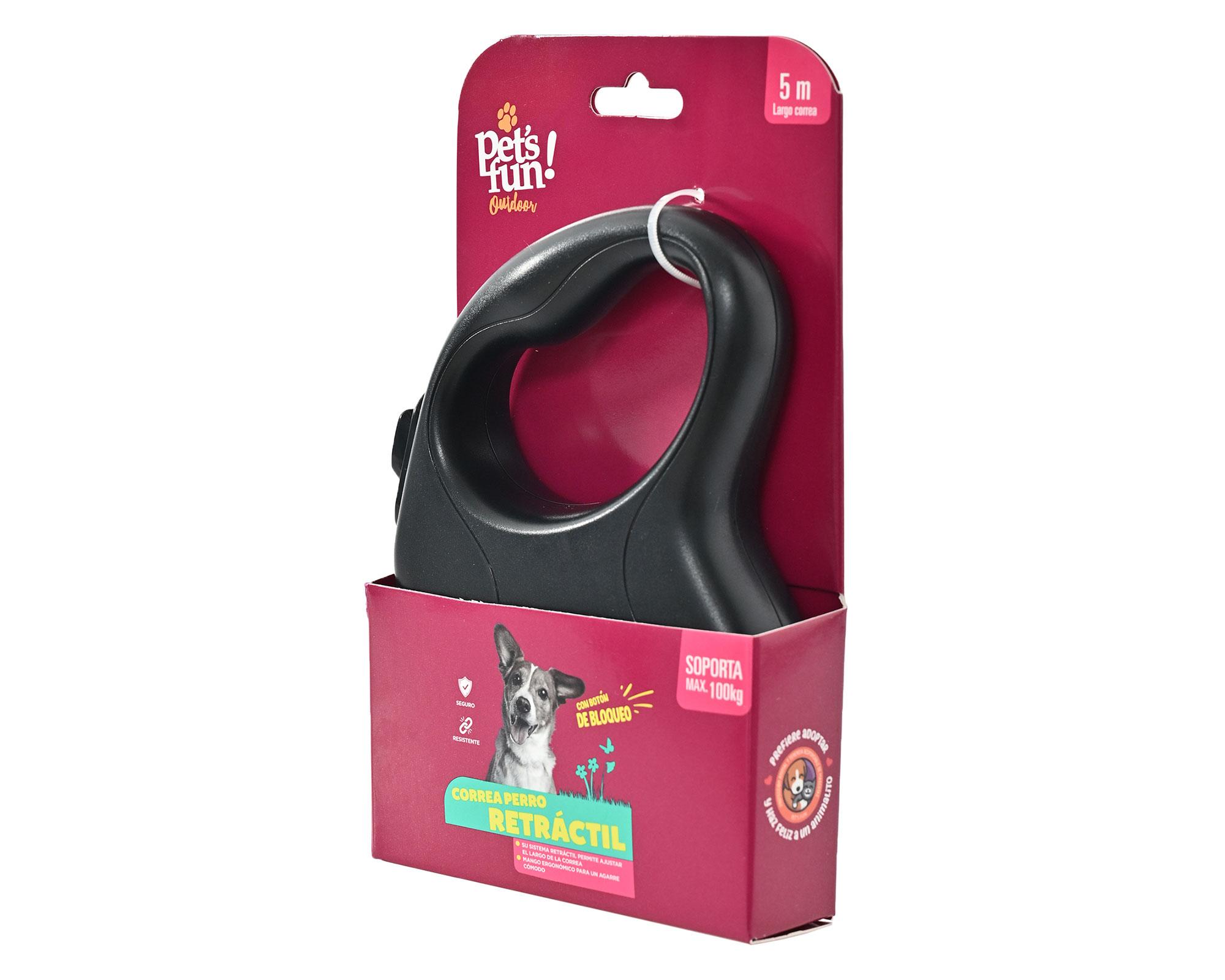 Correa retráctil perro 5 m negro-3