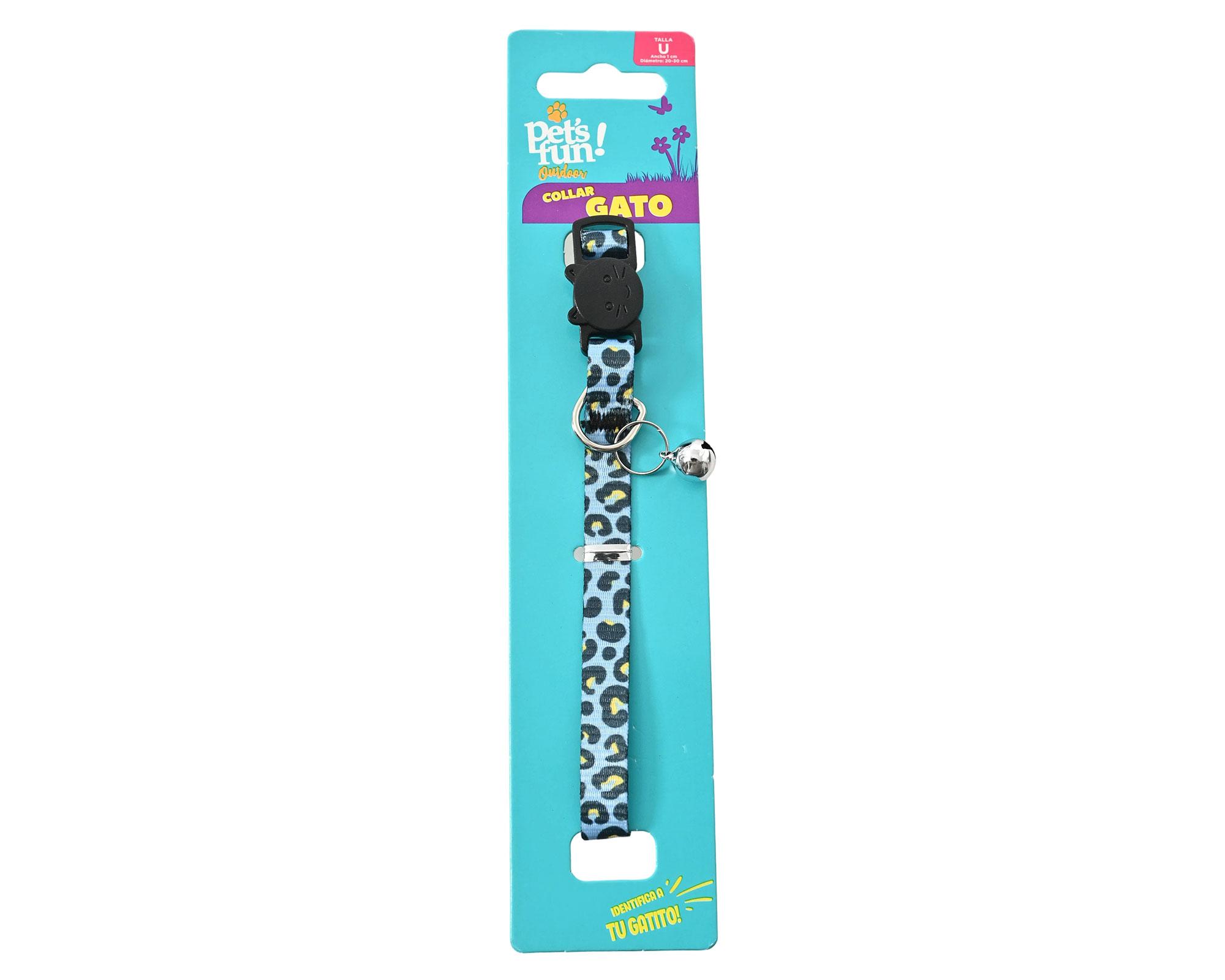 Collar gato poliéster animal print azul-4