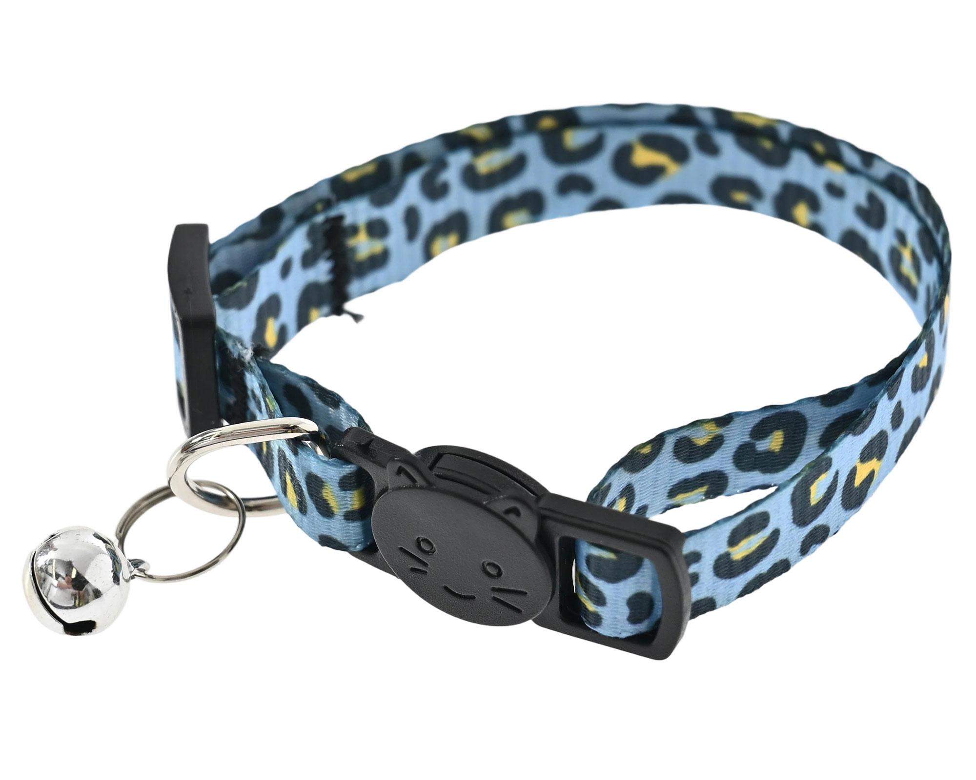 Collar gato poliéster animal print azul-3