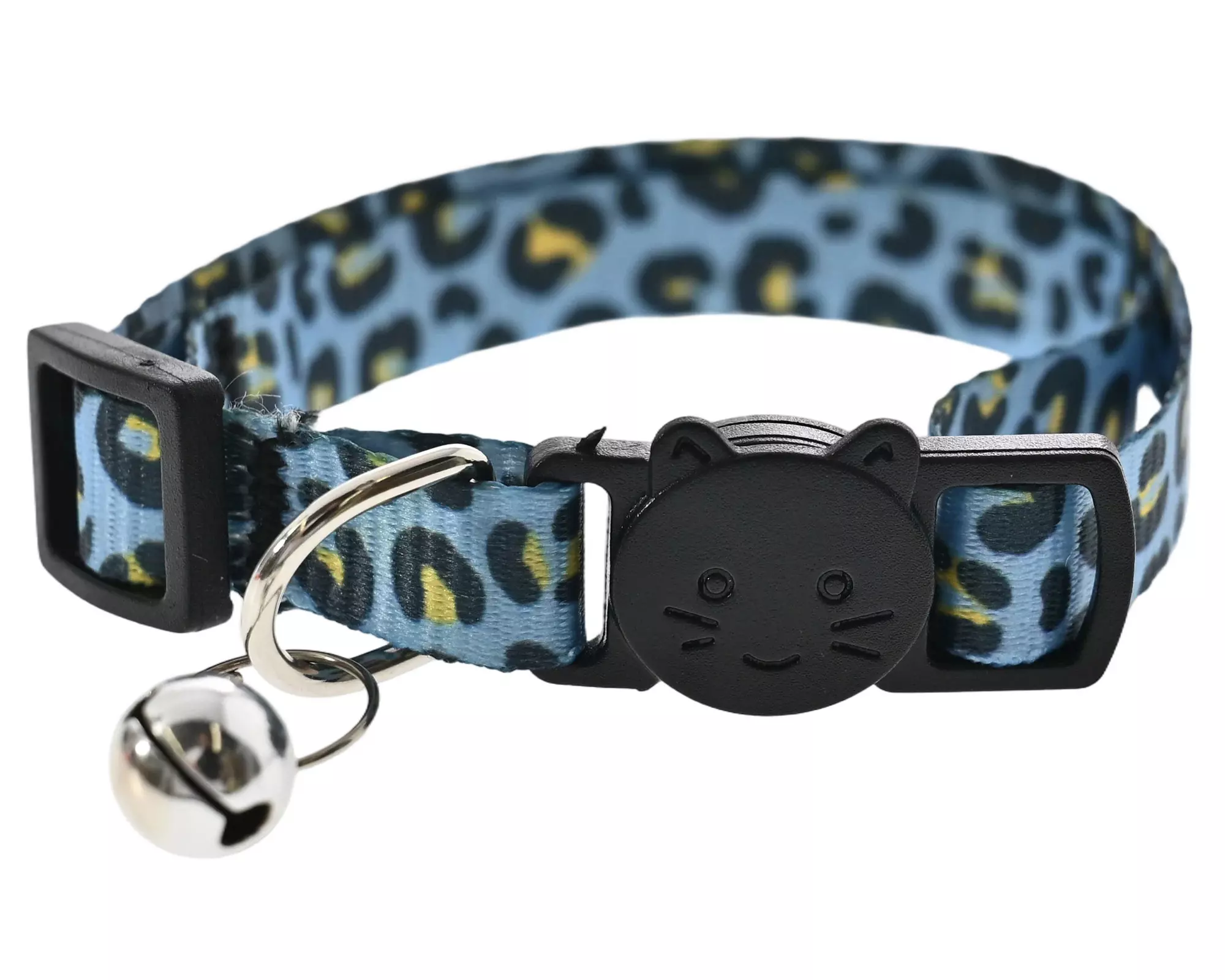 Collar gato poliéster animal print azul-2