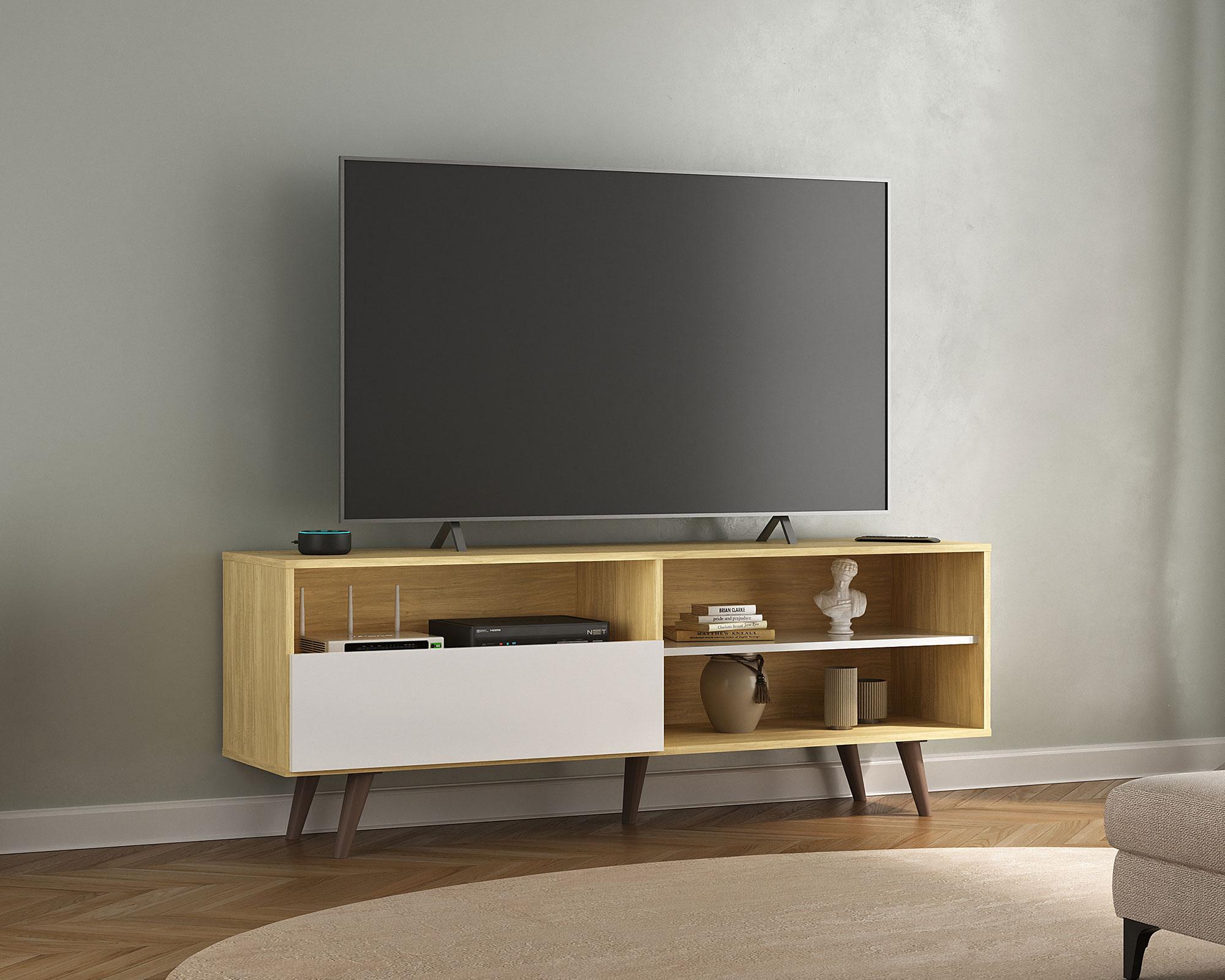 Rack TV 65'' Summer blanco/madera-2