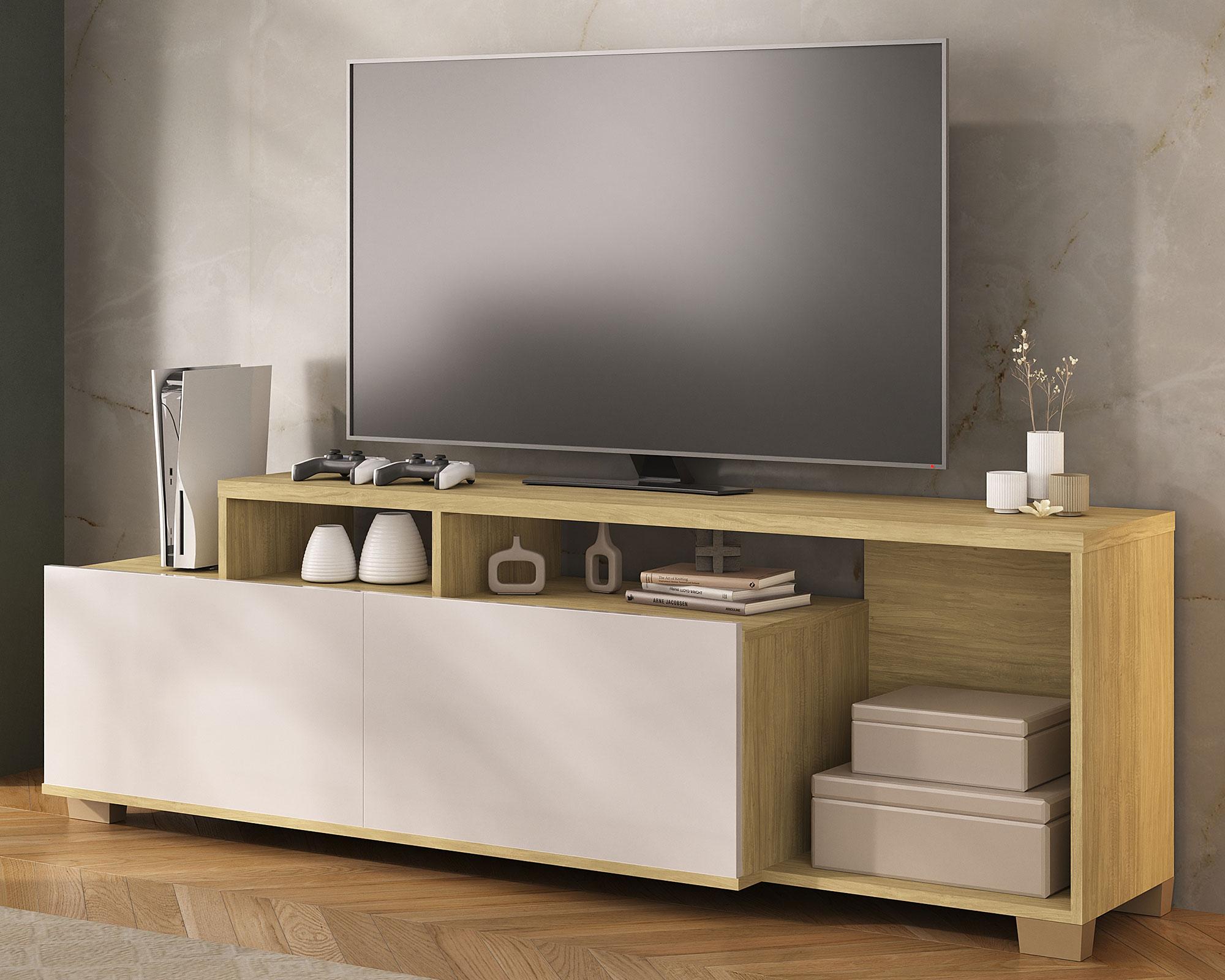 Rack TV 60'' Vulcano Off white/madera-2