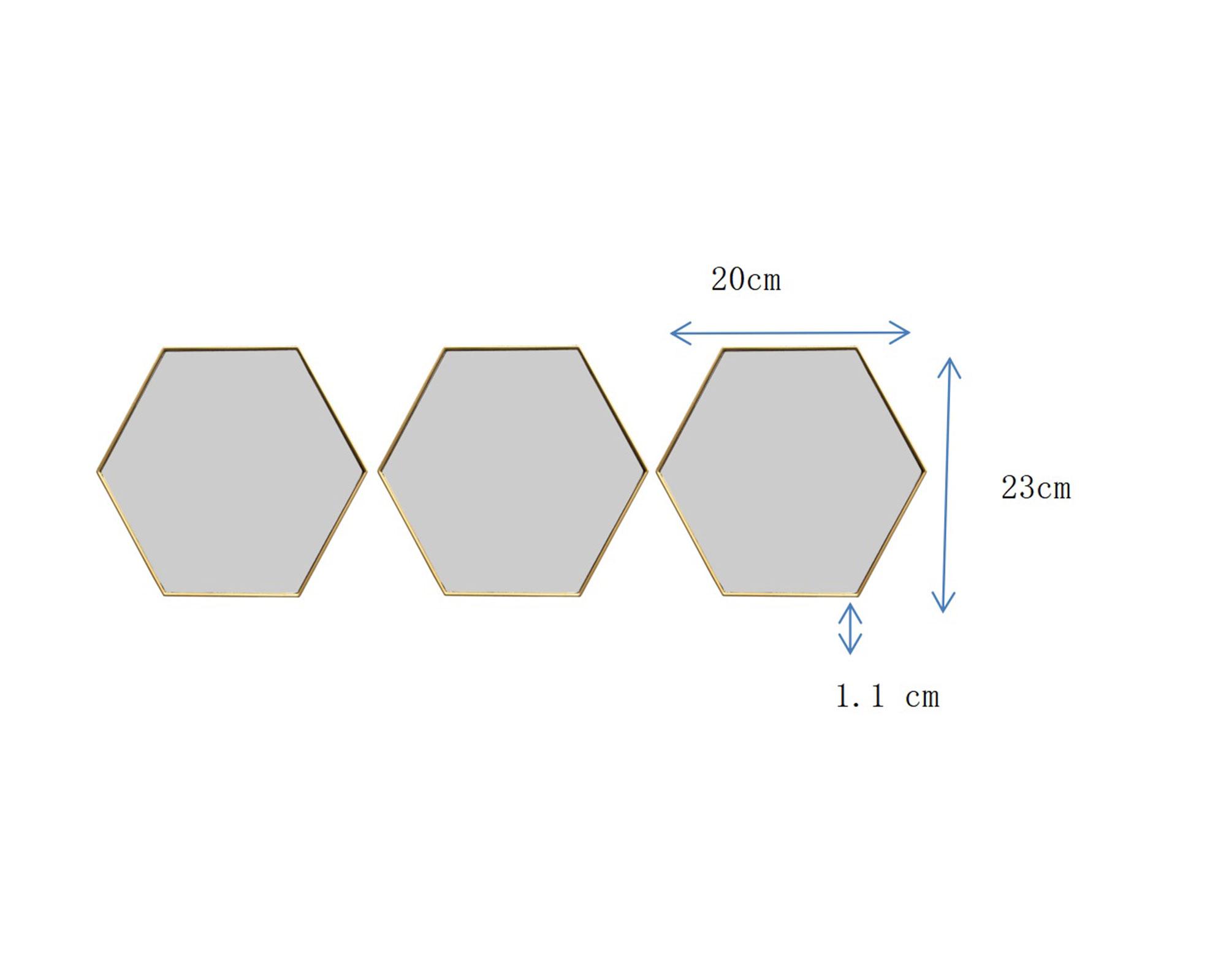 Espejo Hexagonales 20 cm 3 piezas-2