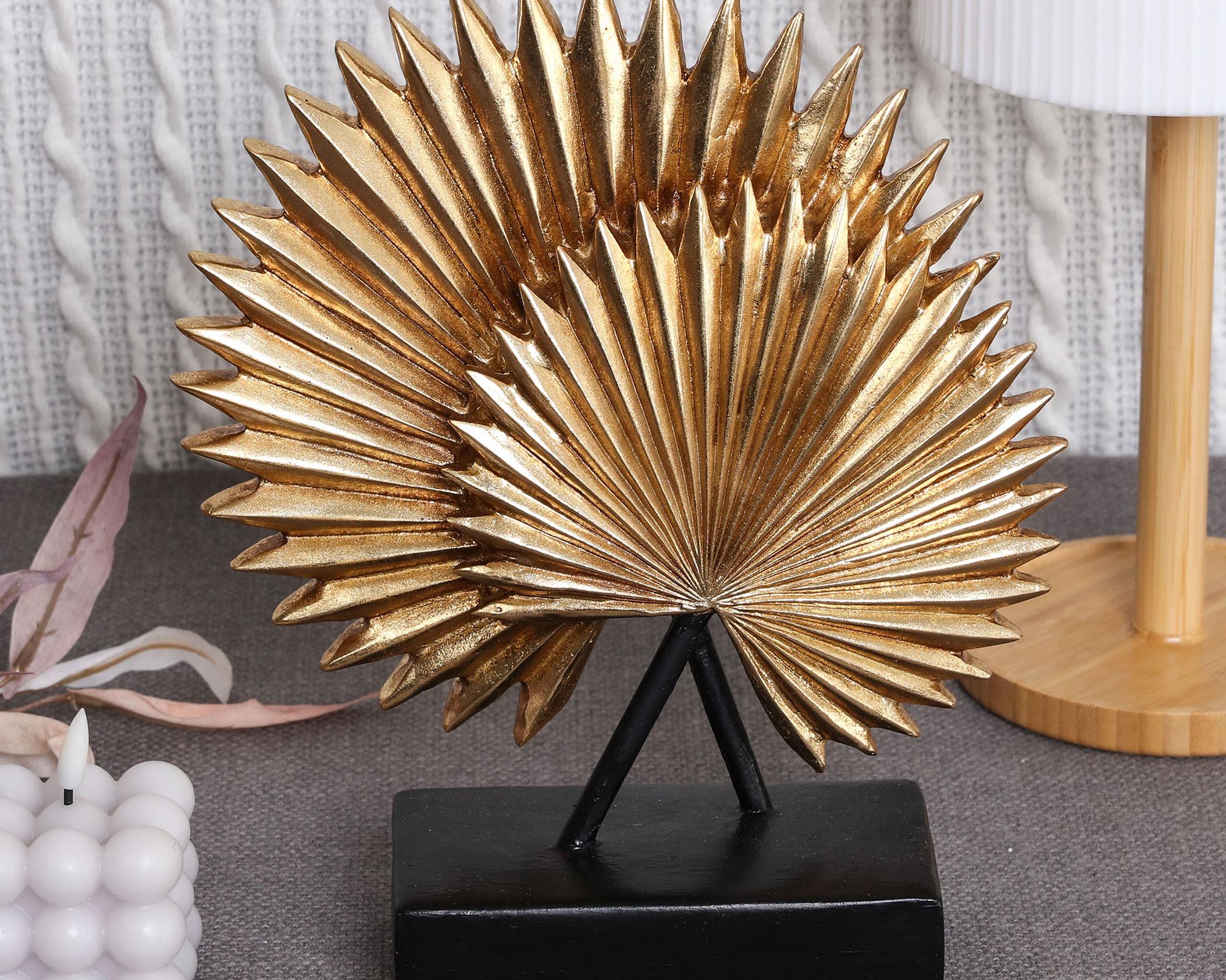 Figura decorativa Hojas doradas 24.5x8x28 cm-1