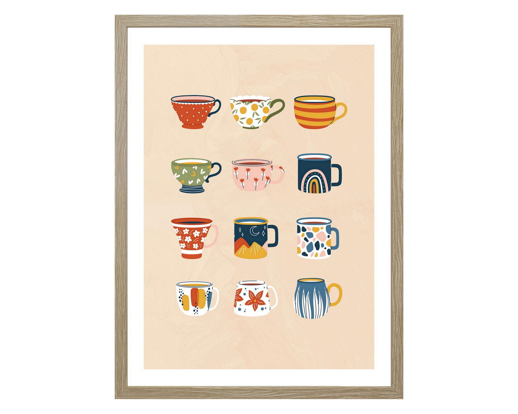 Lámina enmarcada 30x40 cm tazas D1 R6-0