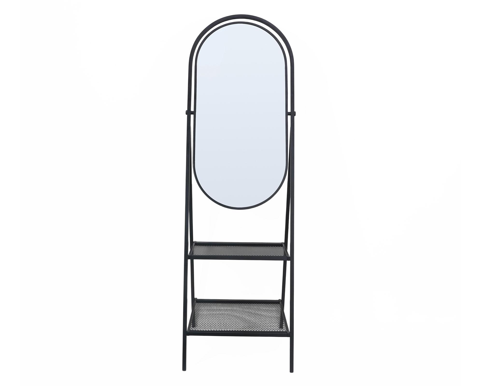 Espejo de pie 2 estantes metal 45x150 cm-0