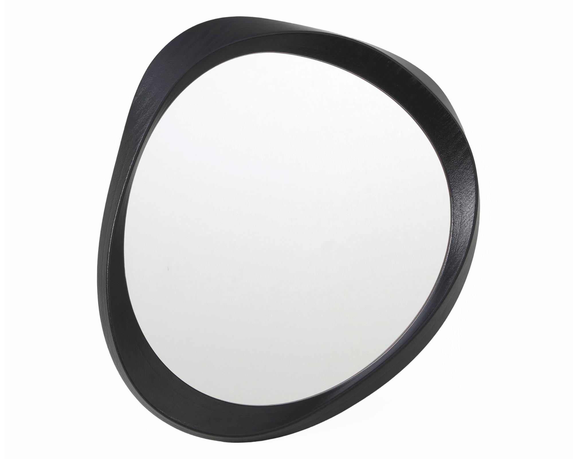 Espejo redondo plástico negro 66 cm-0