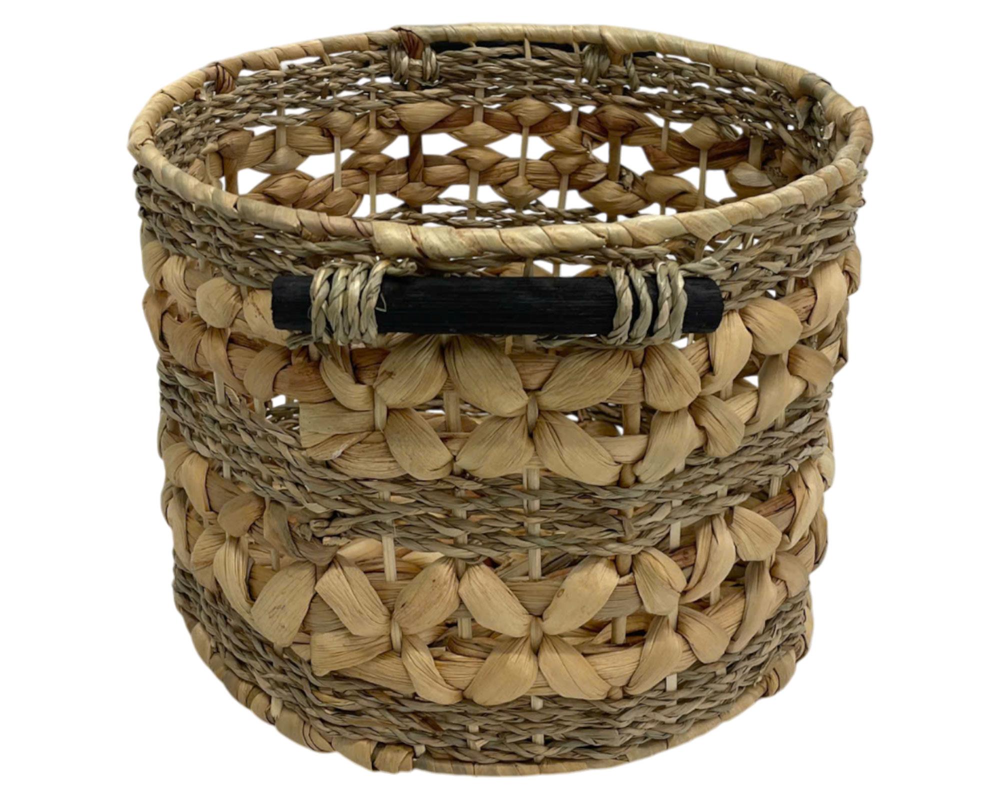 Canasto Fibra natural Asa madera 25 cm-1