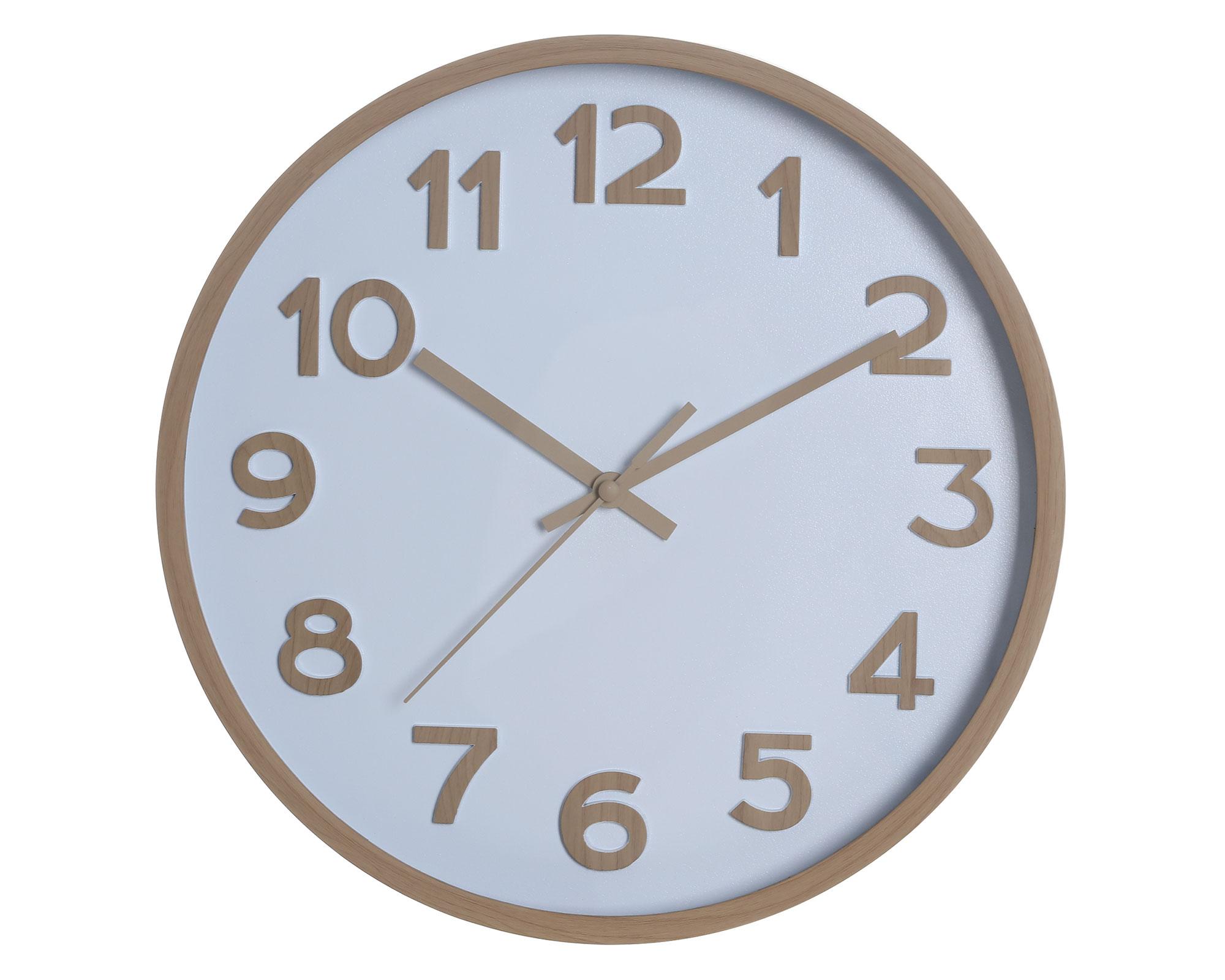Reloj pared 30 cm blanco madera-0