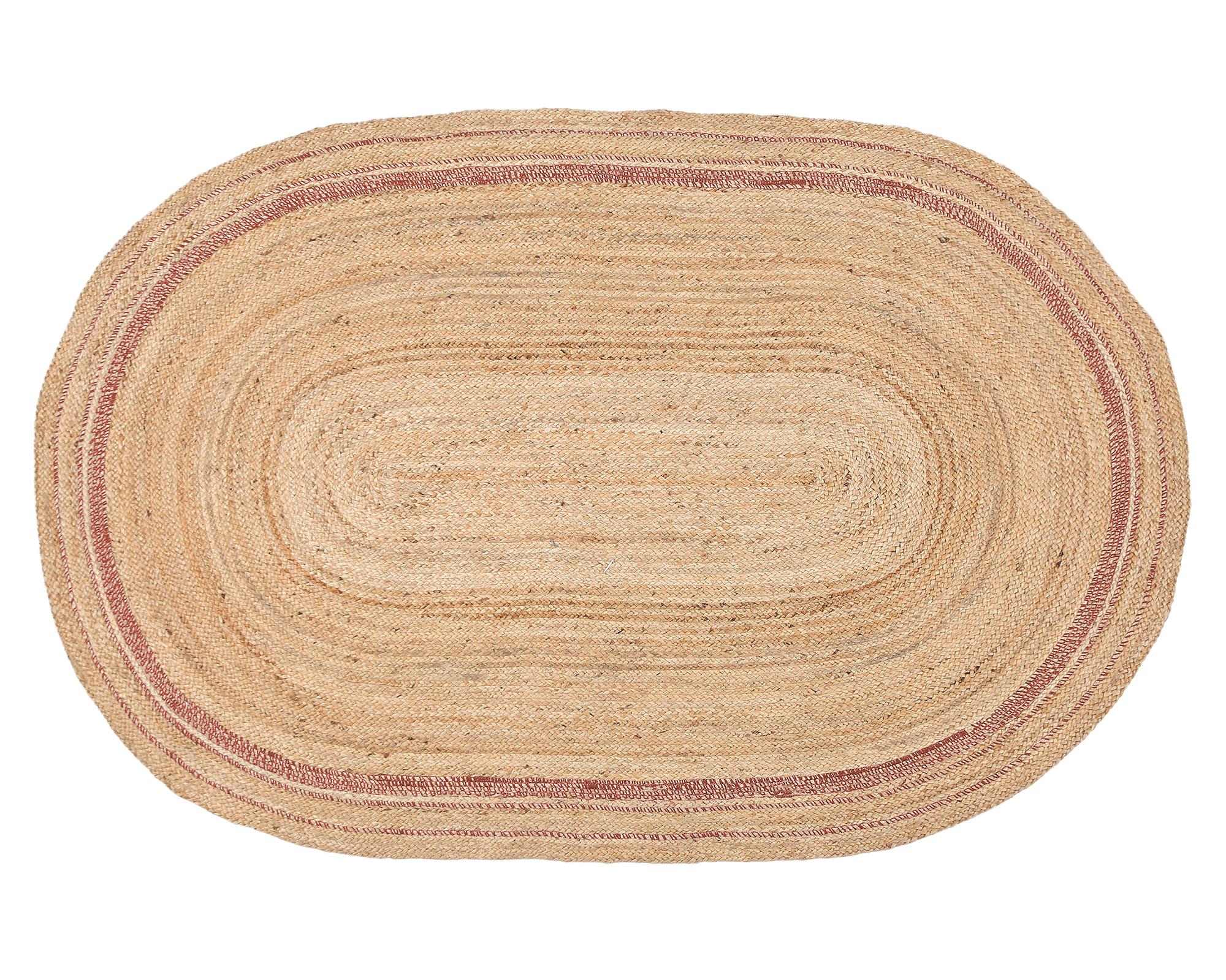 Alfombra yute oval línea 240x150 cm terracota-0