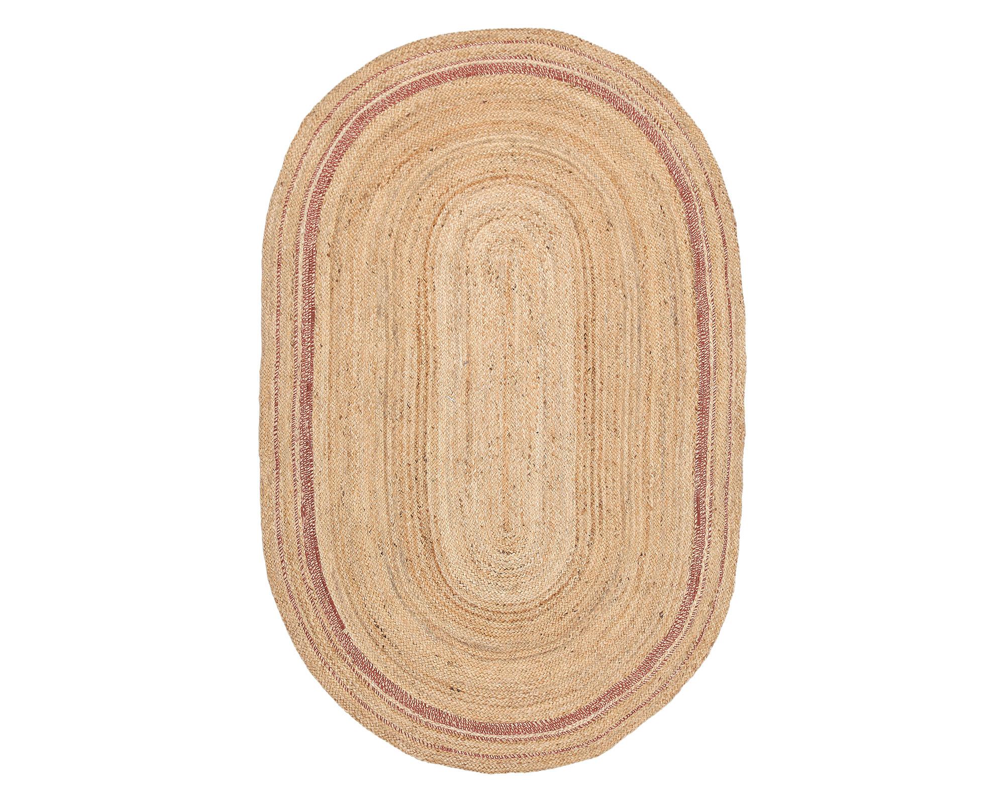 Alfombra yute oval línea 240x150 cm terracota-1