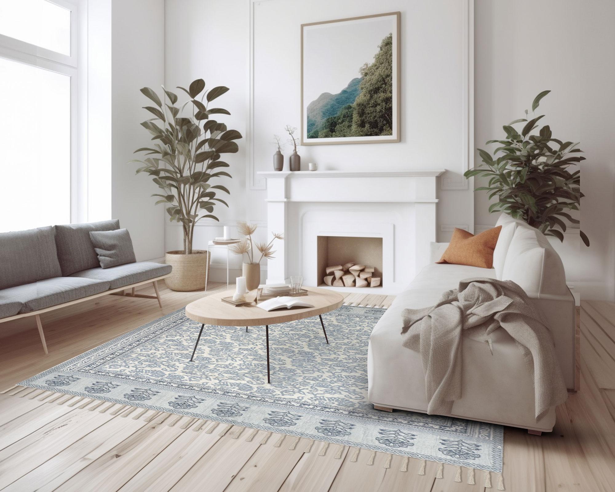 Alfombra Pint floral azul 160x220 cm-7