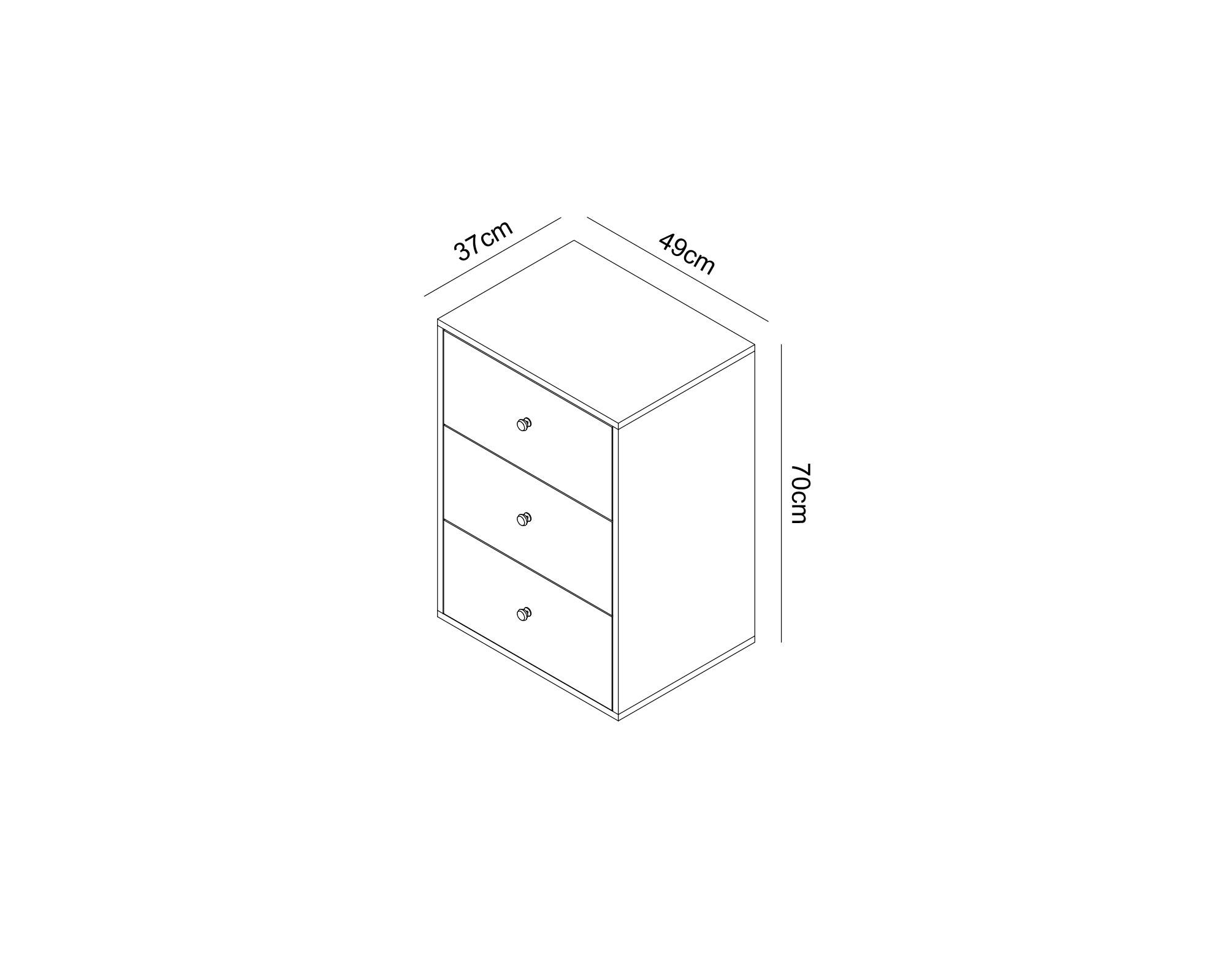 Velador York natural/blanco 3 cajones-5