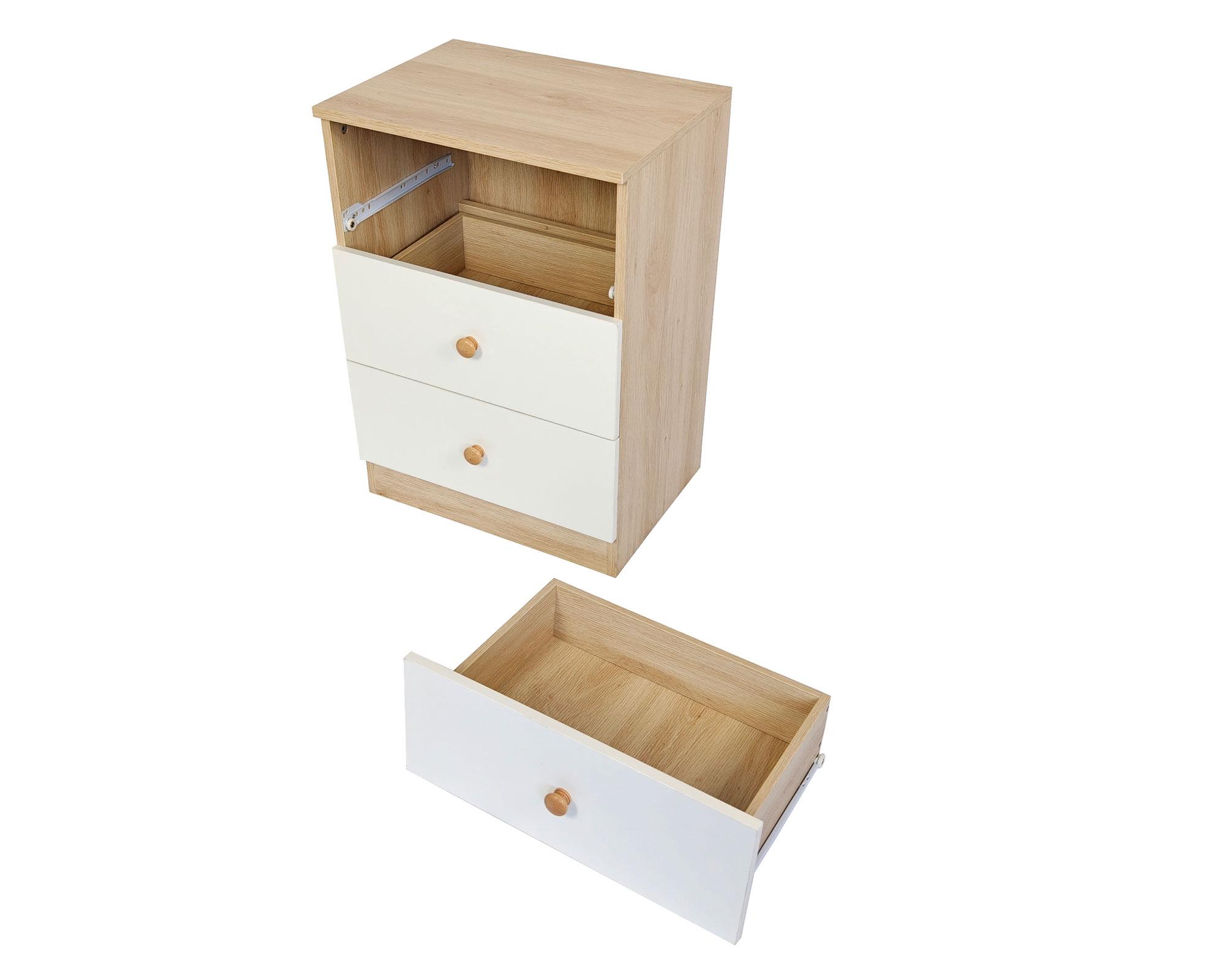 Velador York natural/blanco 3 cajones-2