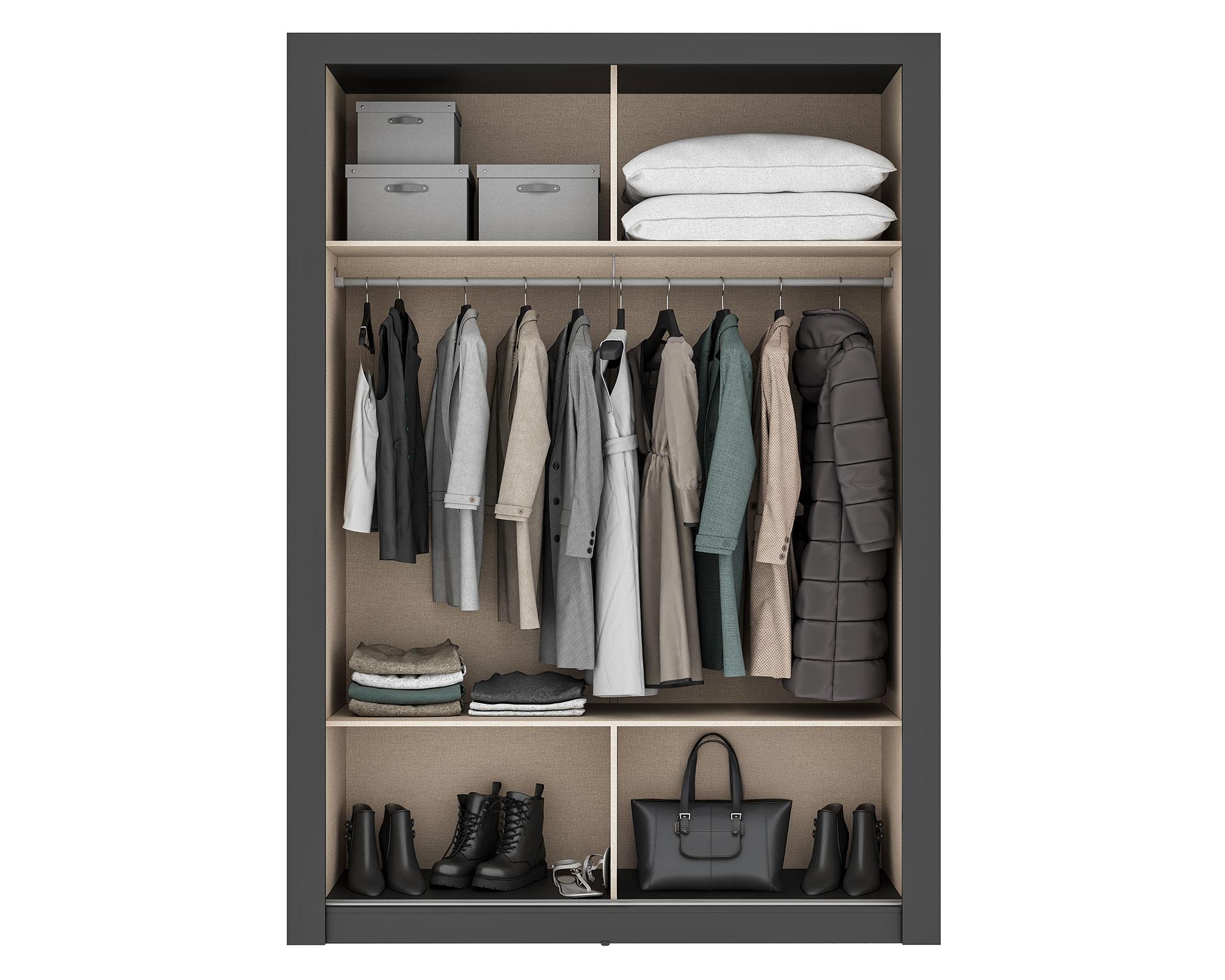 Clóset 2 puertas Bristol negro/freijo 206x120x46 cm-3