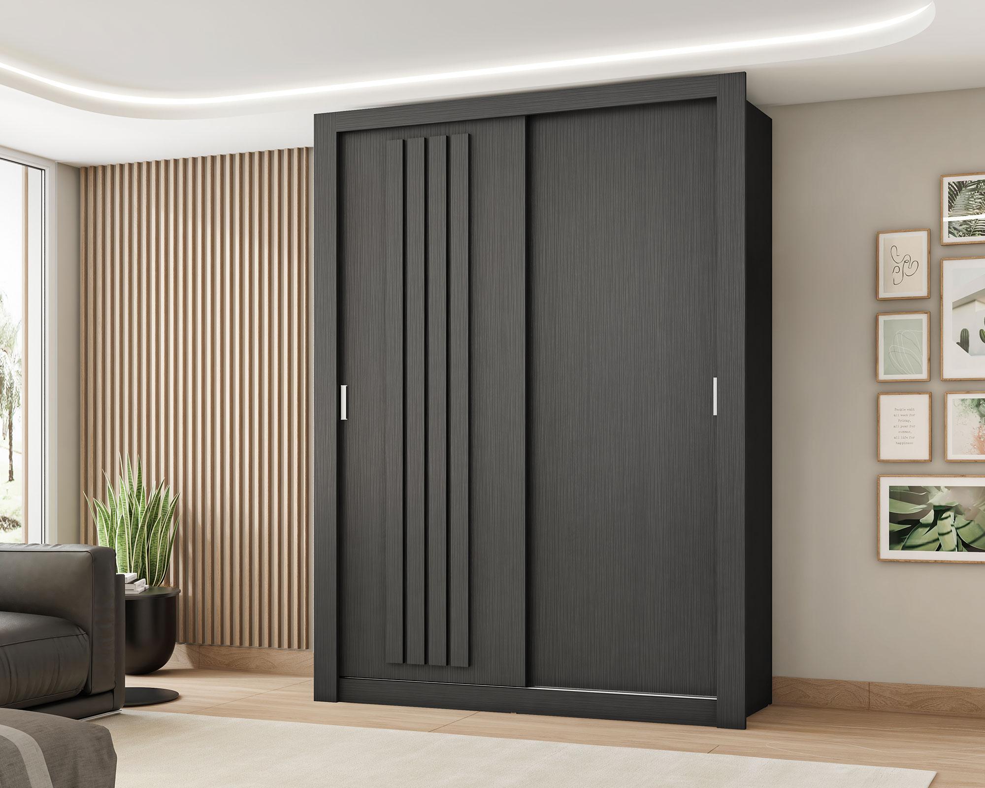 Clóset 2 puertas Bristol negro/freijo 206x120x46 cm-5