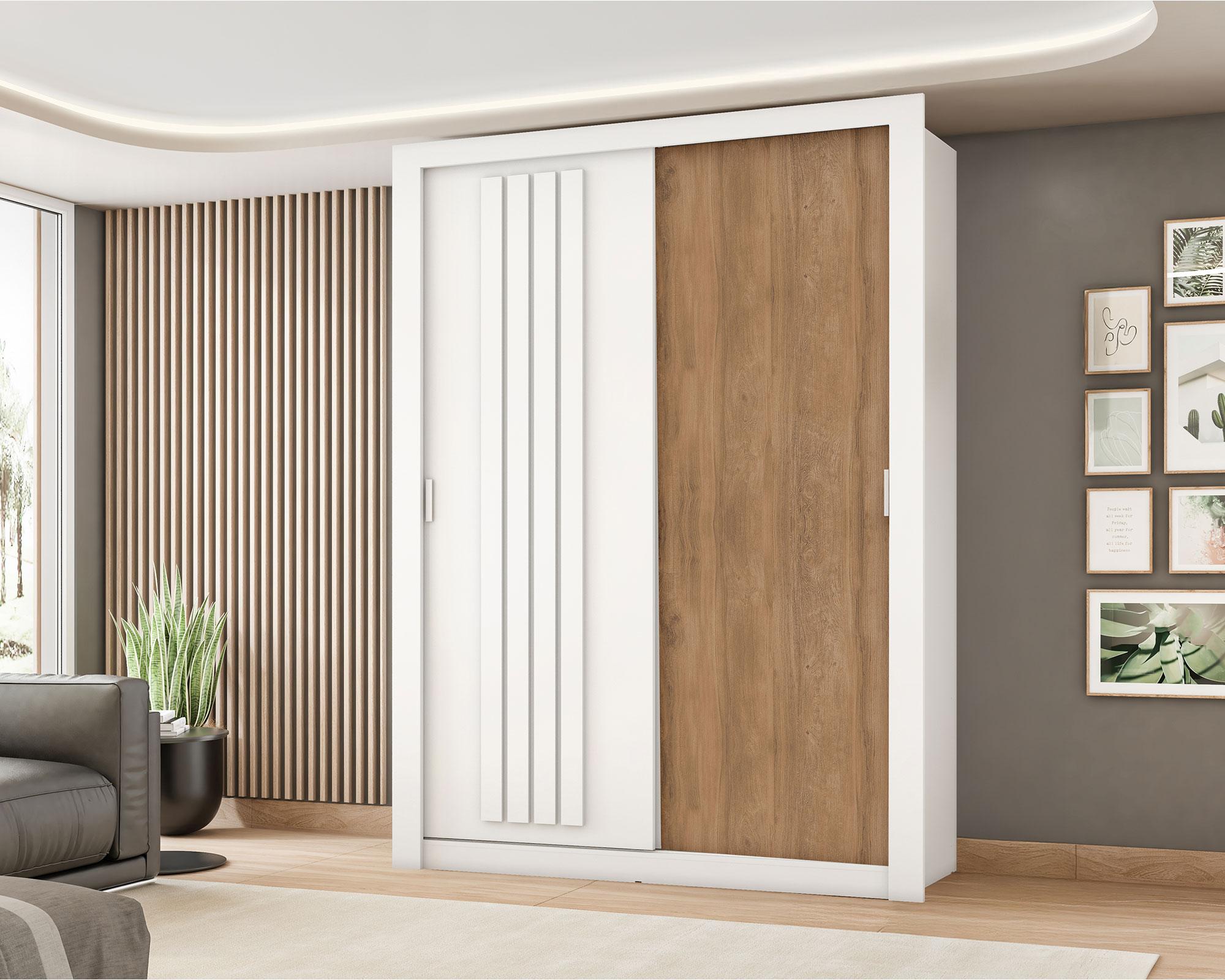 Clóset 2 puertas Bristol blanco/freijo 206x120x46 cm-4