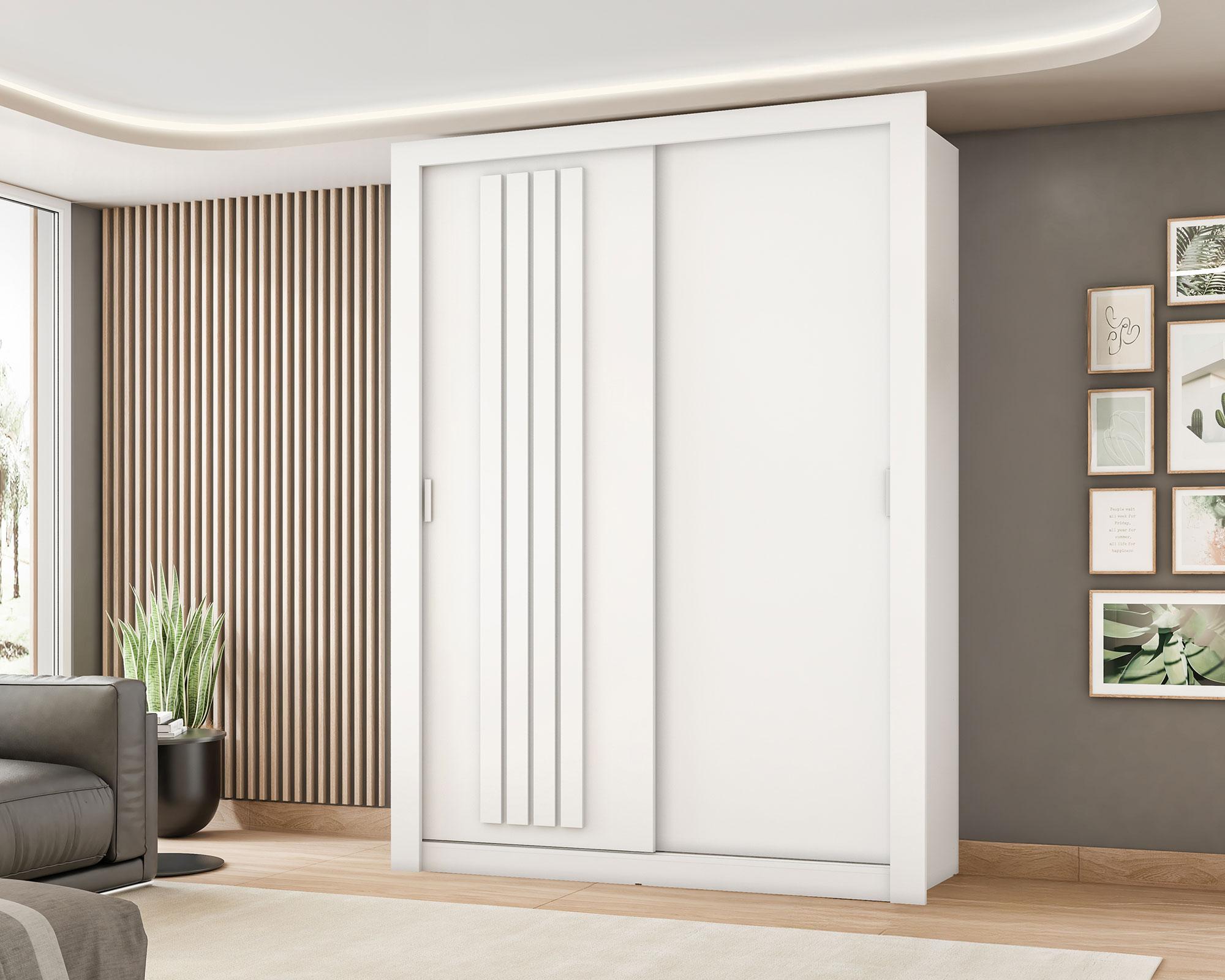 Clóset 2 puertas Bristol blanco/freijo 206x120x46 cm-5