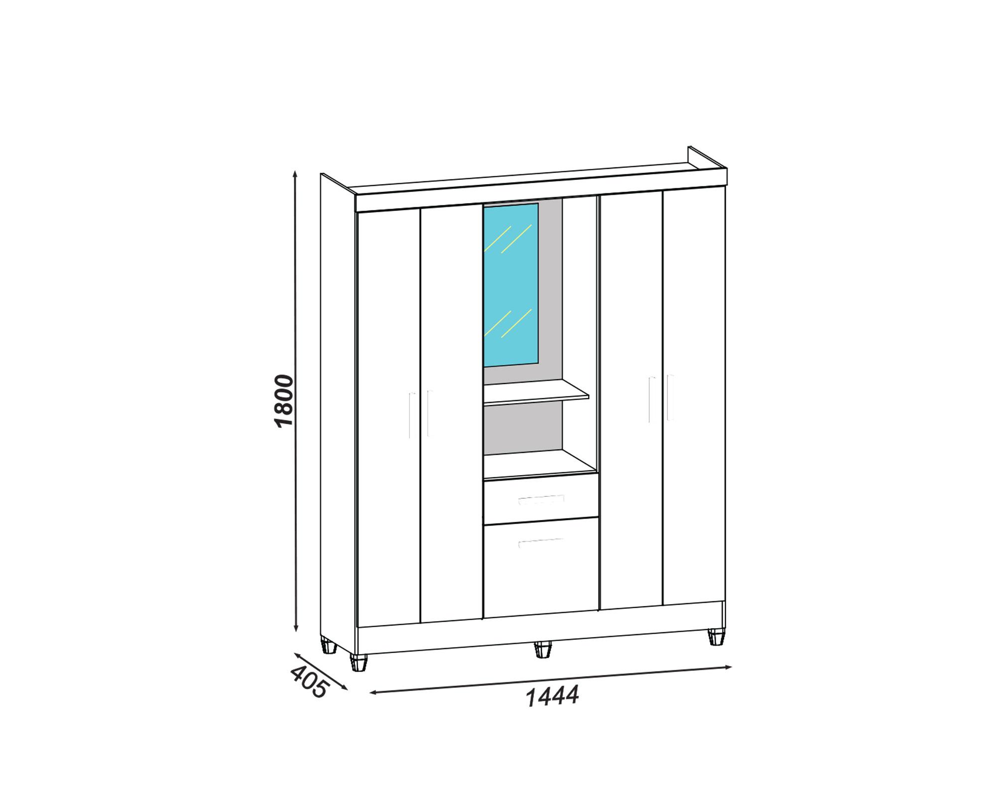 Clóset tocador 4 puertas 1 cajón 1 zapatera Valerie blanco 180x144.4x40.5 cm-2