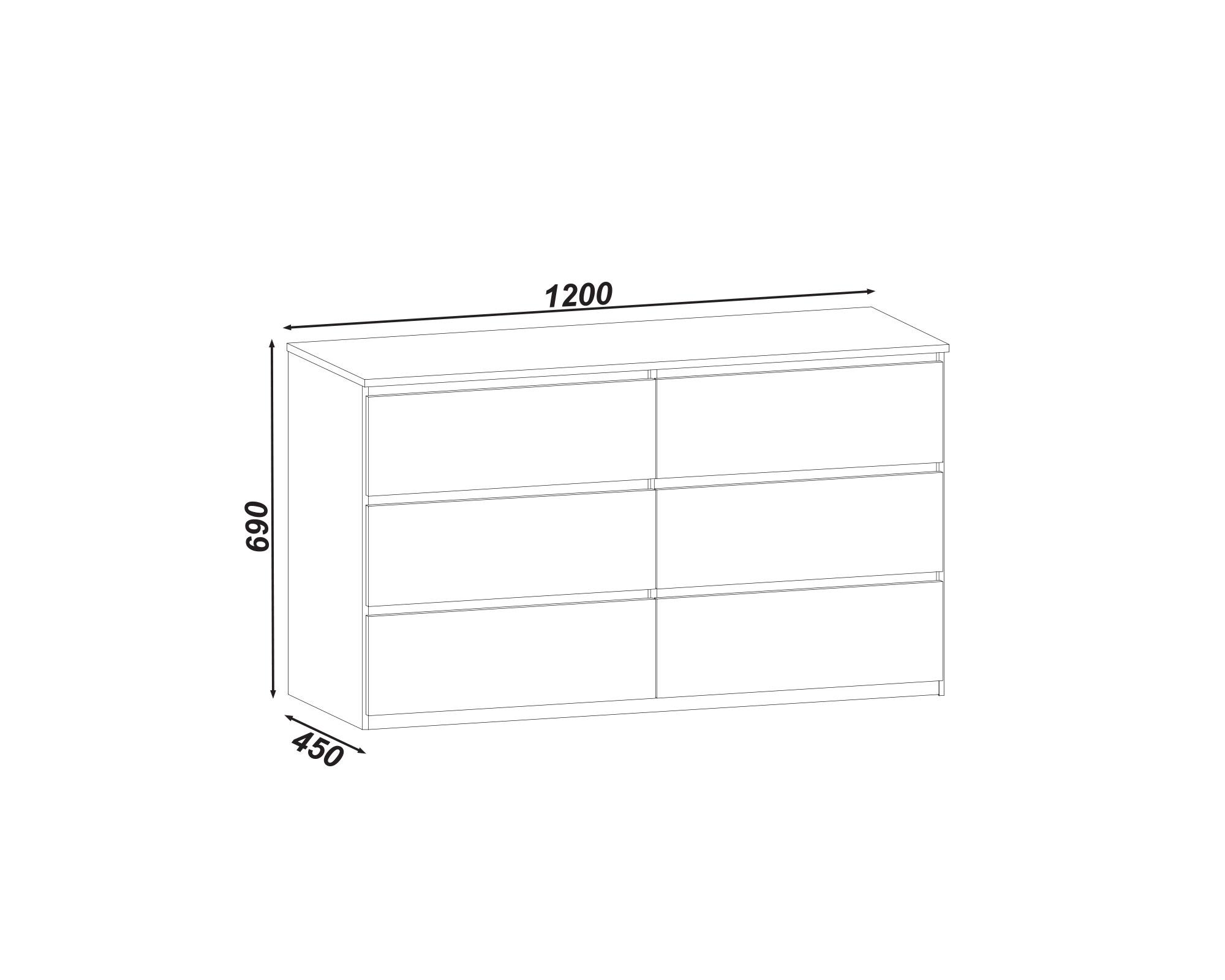 Cómoda Grecco blanco 6 cajones 69x120x45 cm-2