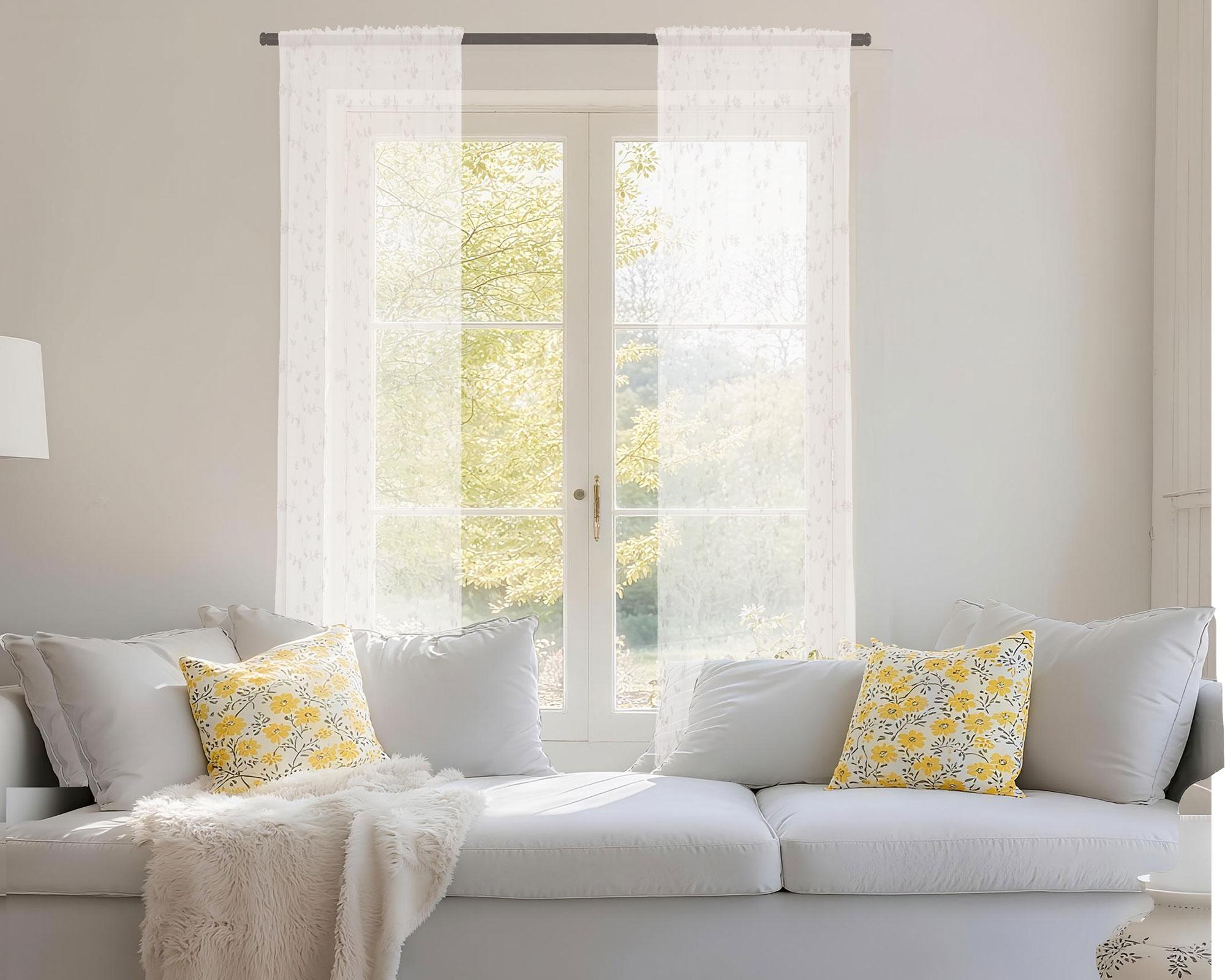Cortina diseño flores 140x230 cm blanco-7