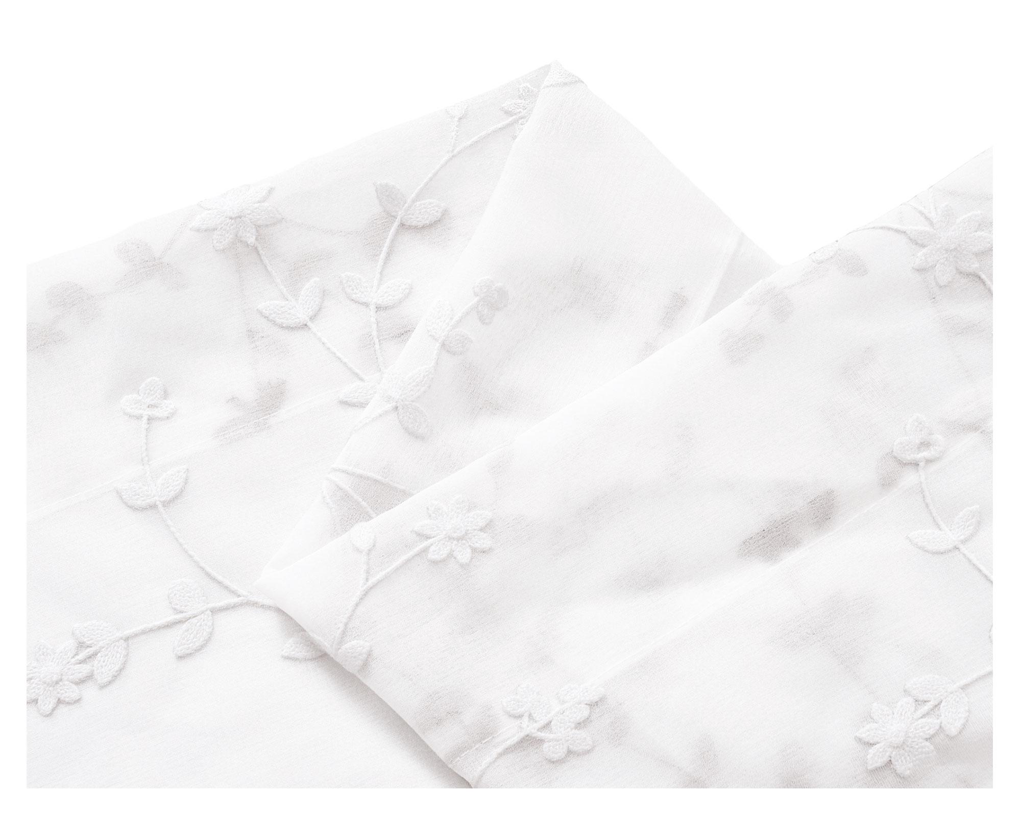 Cortina diseño flores 140x230 cm blanco-2