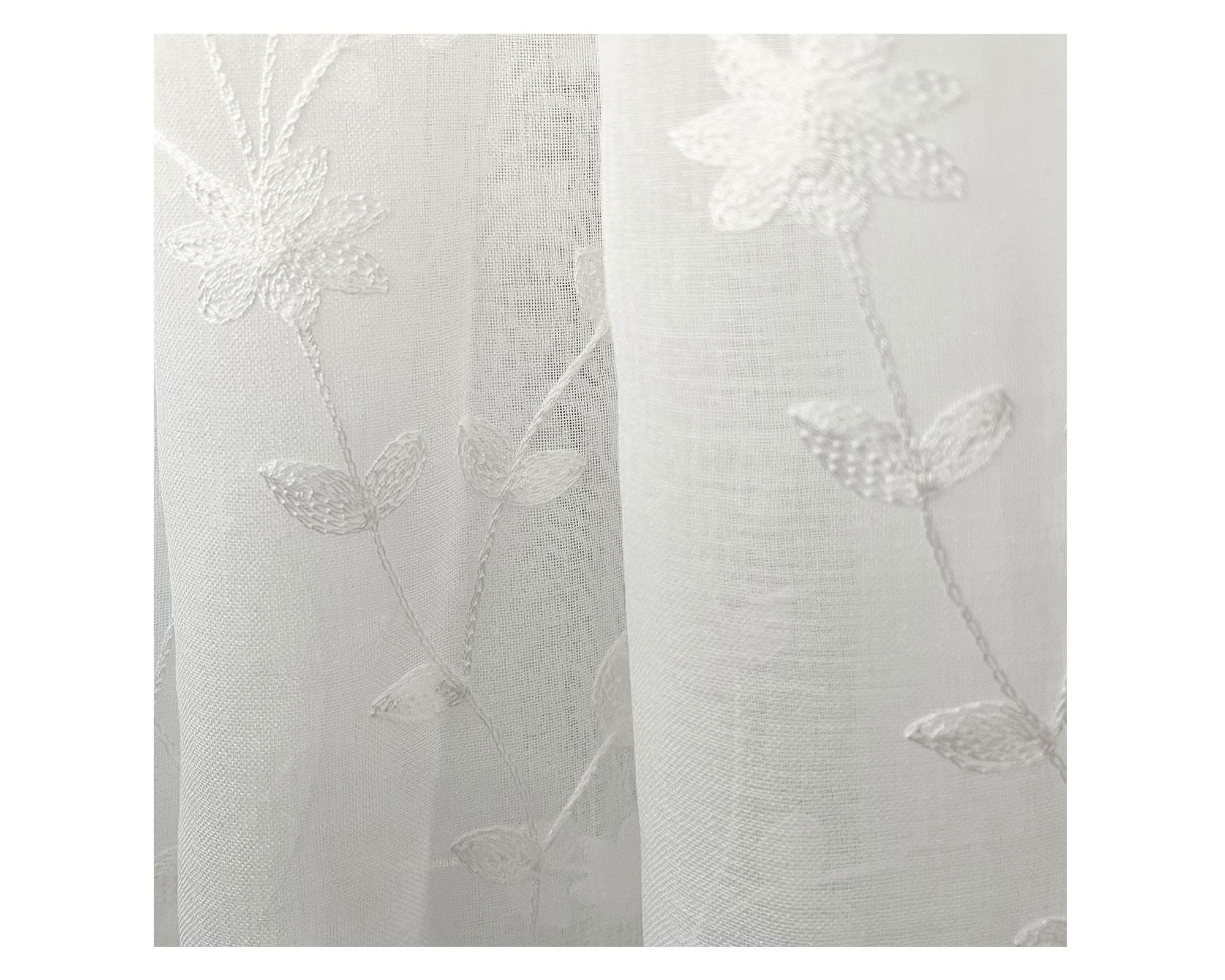 Cortina diseño flores 140x230 cm blanco-3