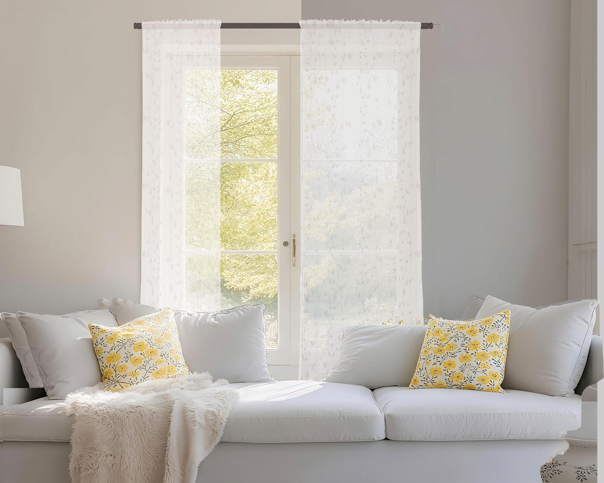Cortina diseño flores 140x230 cm blanco-6