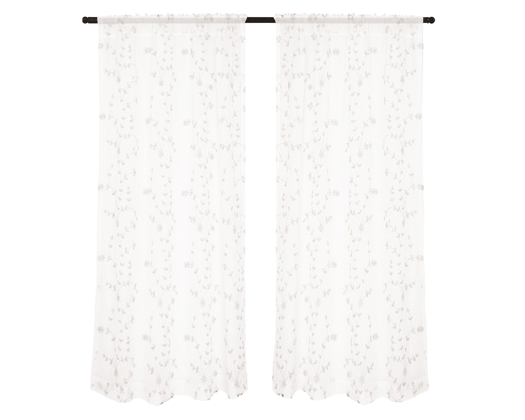 Cortina diseño flores 140x230 cm blanco-0