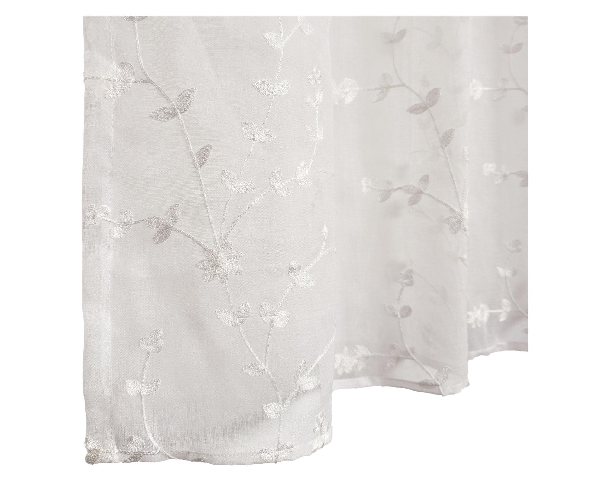 Cortina diseño flores 140x230 cm blanco-4