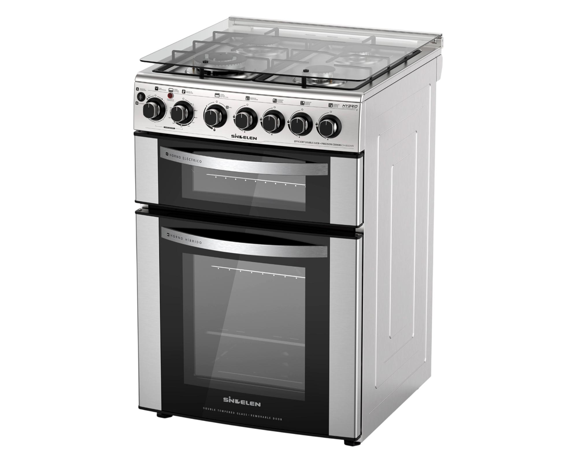 Cocina 4 quemadores doble horno hibrido CH-660DHIN-1