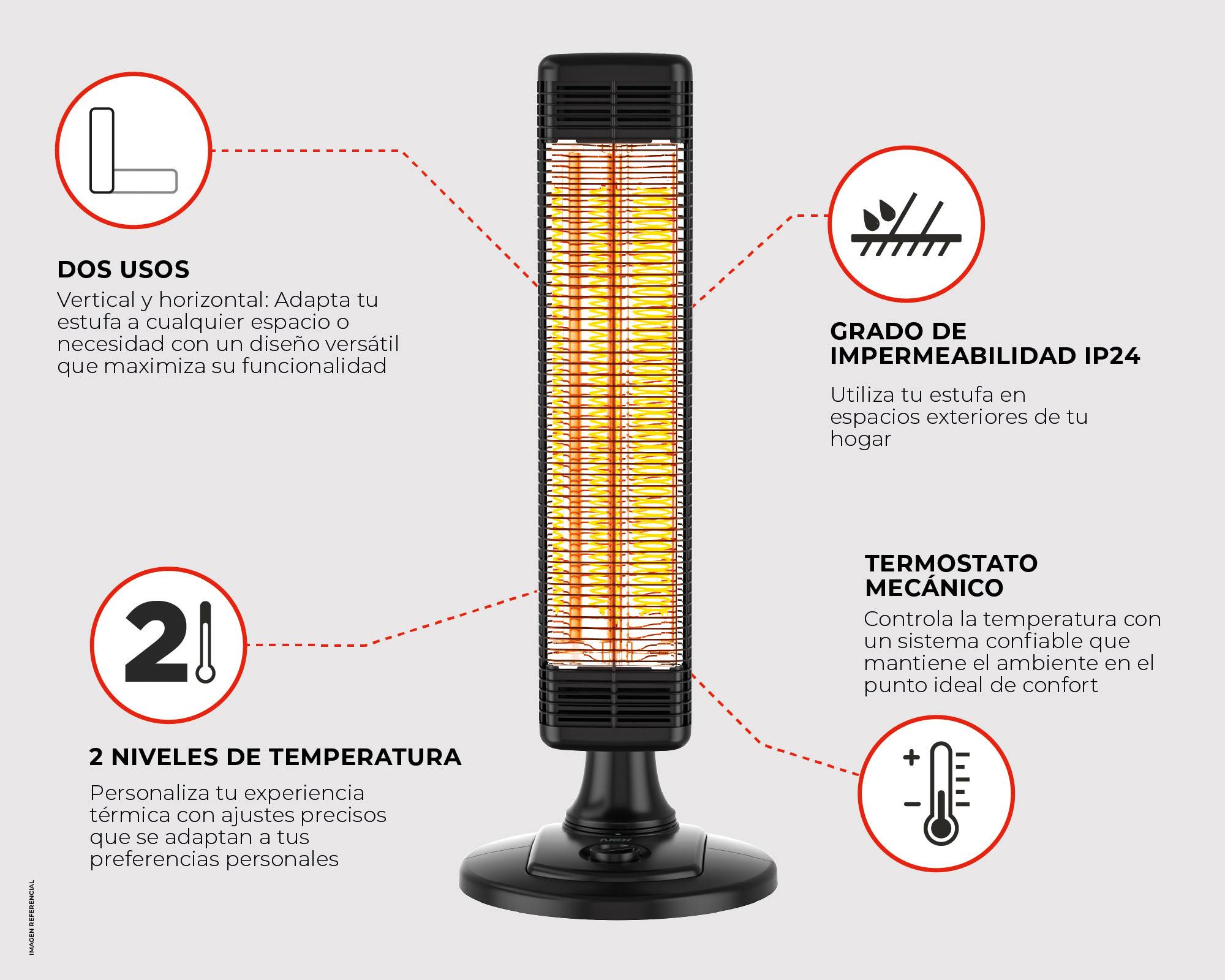 Estufa fibra carbono vertical/horizontal CRCARBVH 900W-8