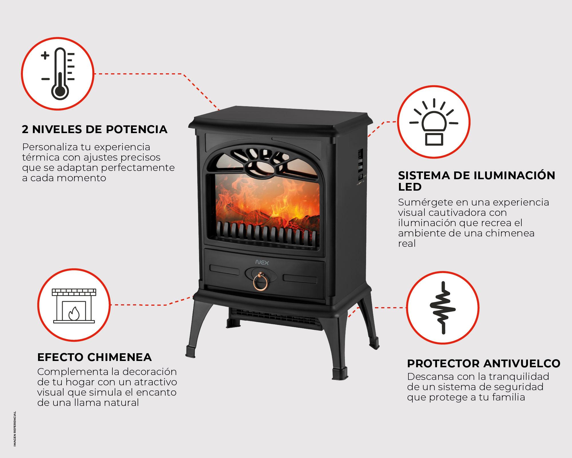 Estufa sin fuego HFS201 negro 1600W-6