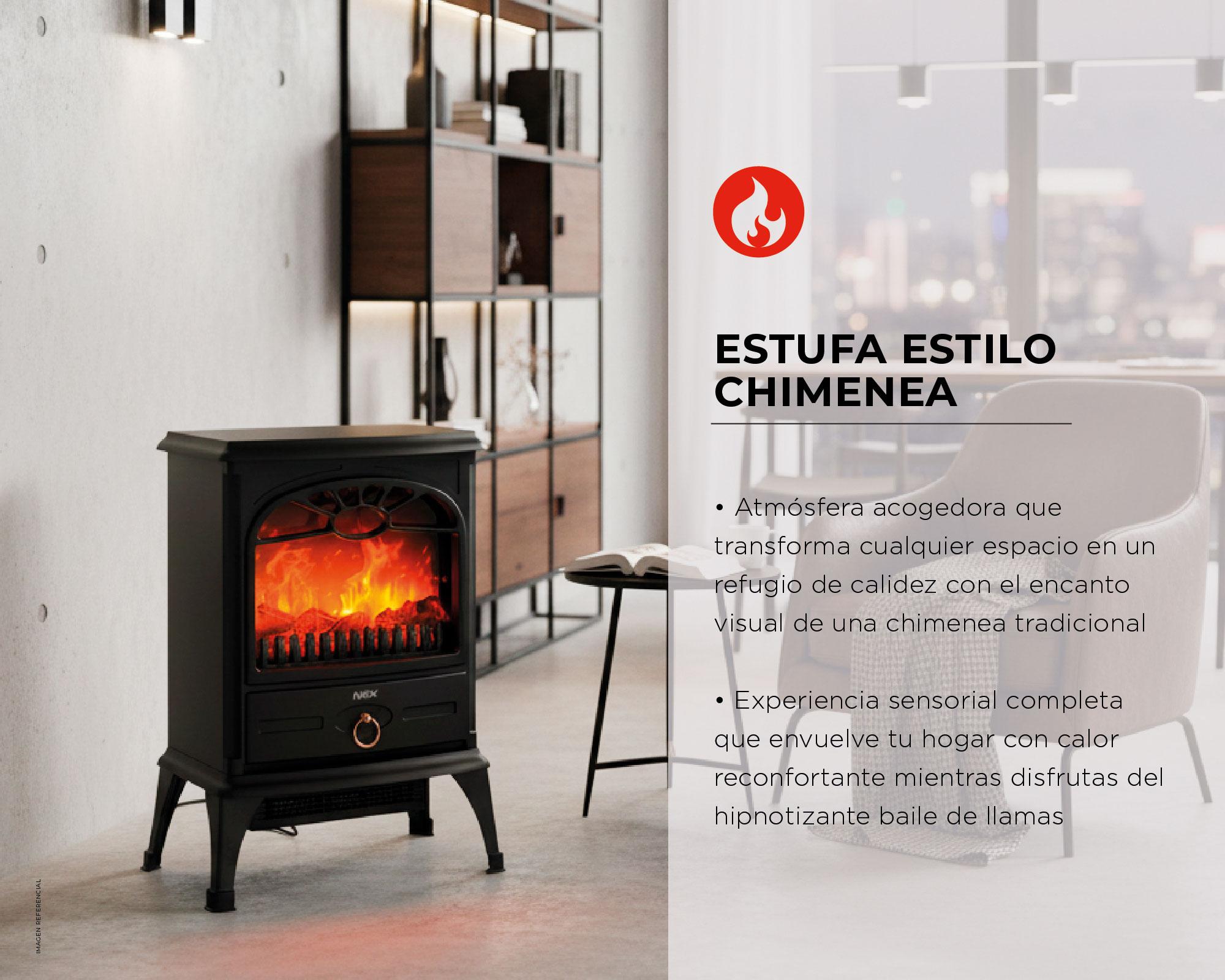Estufa sin fuego HFS201 negro 1600W-4