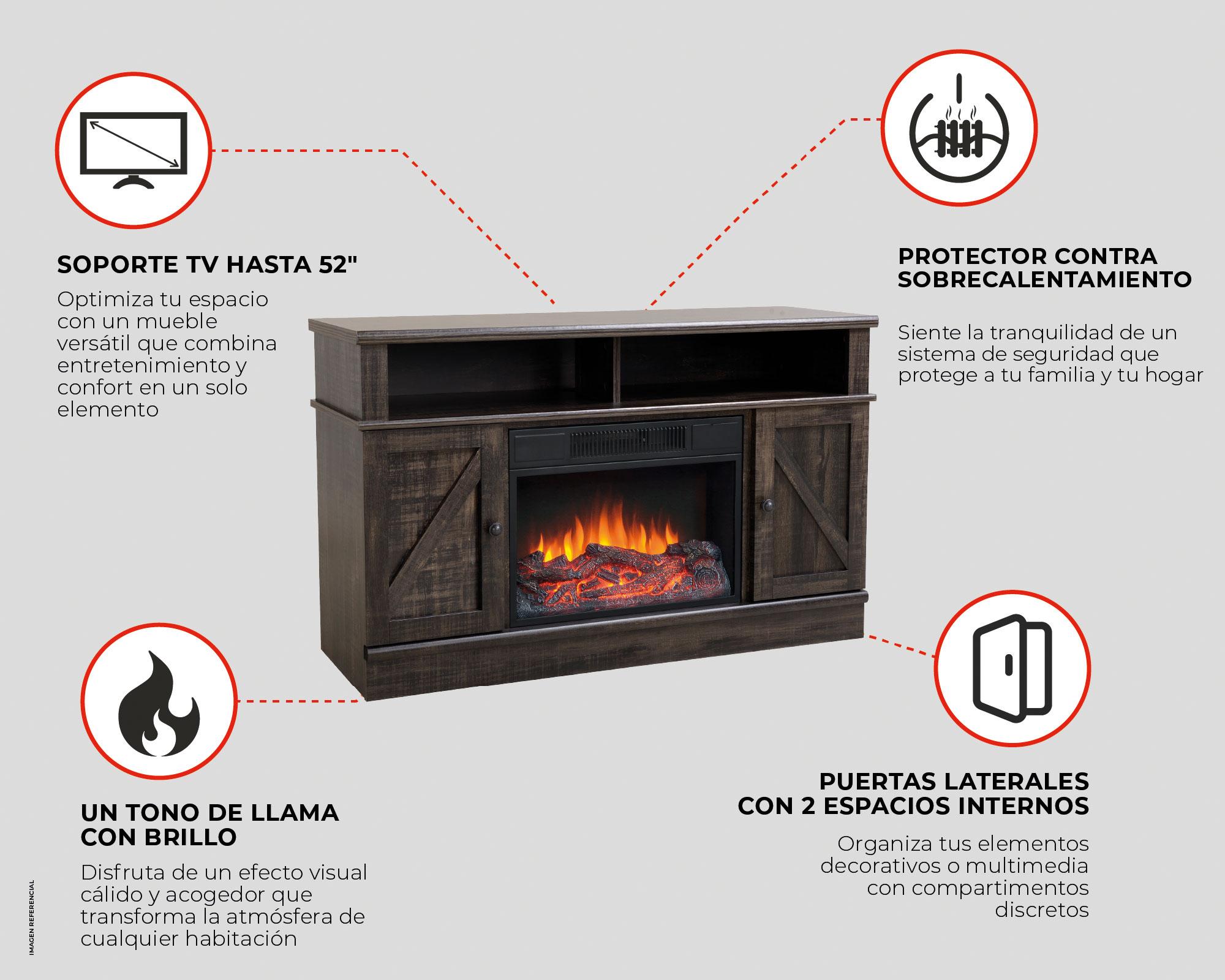 Estufa mueble TV 52'' 1400W-4