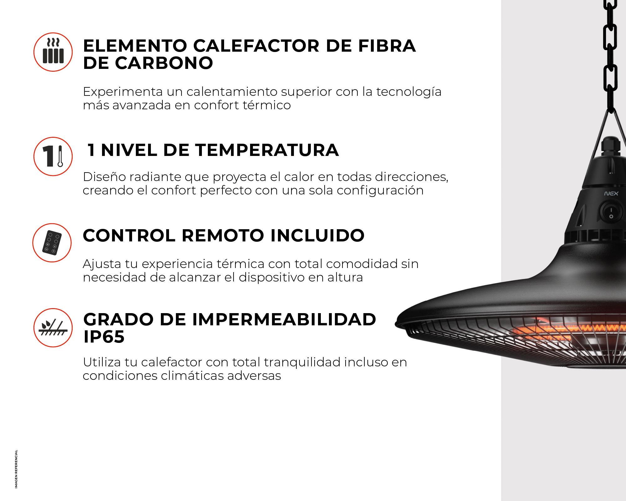 Estufa patio Heater colgante PHHCGBK 1300W-3