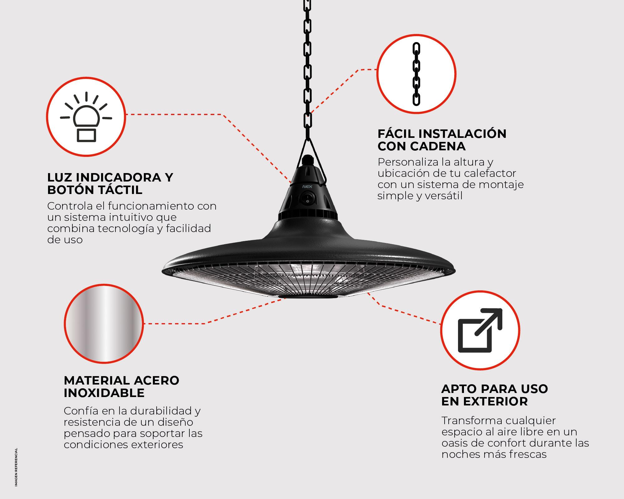 Estufa patio Heater colgante PHHCGBK 1300W-4