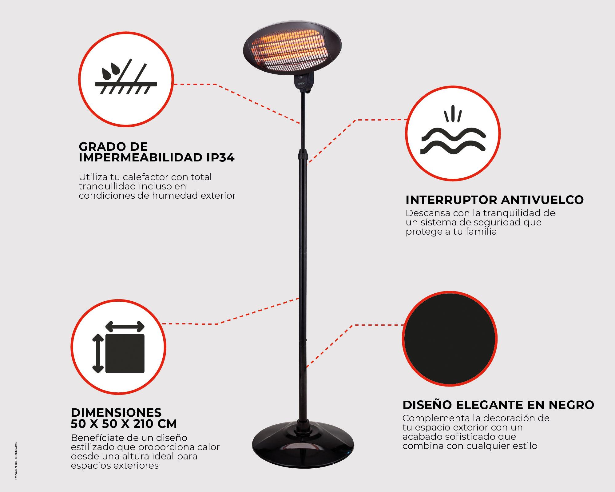 Estufa patio Heater pedestal PHSTBA 1750W-5