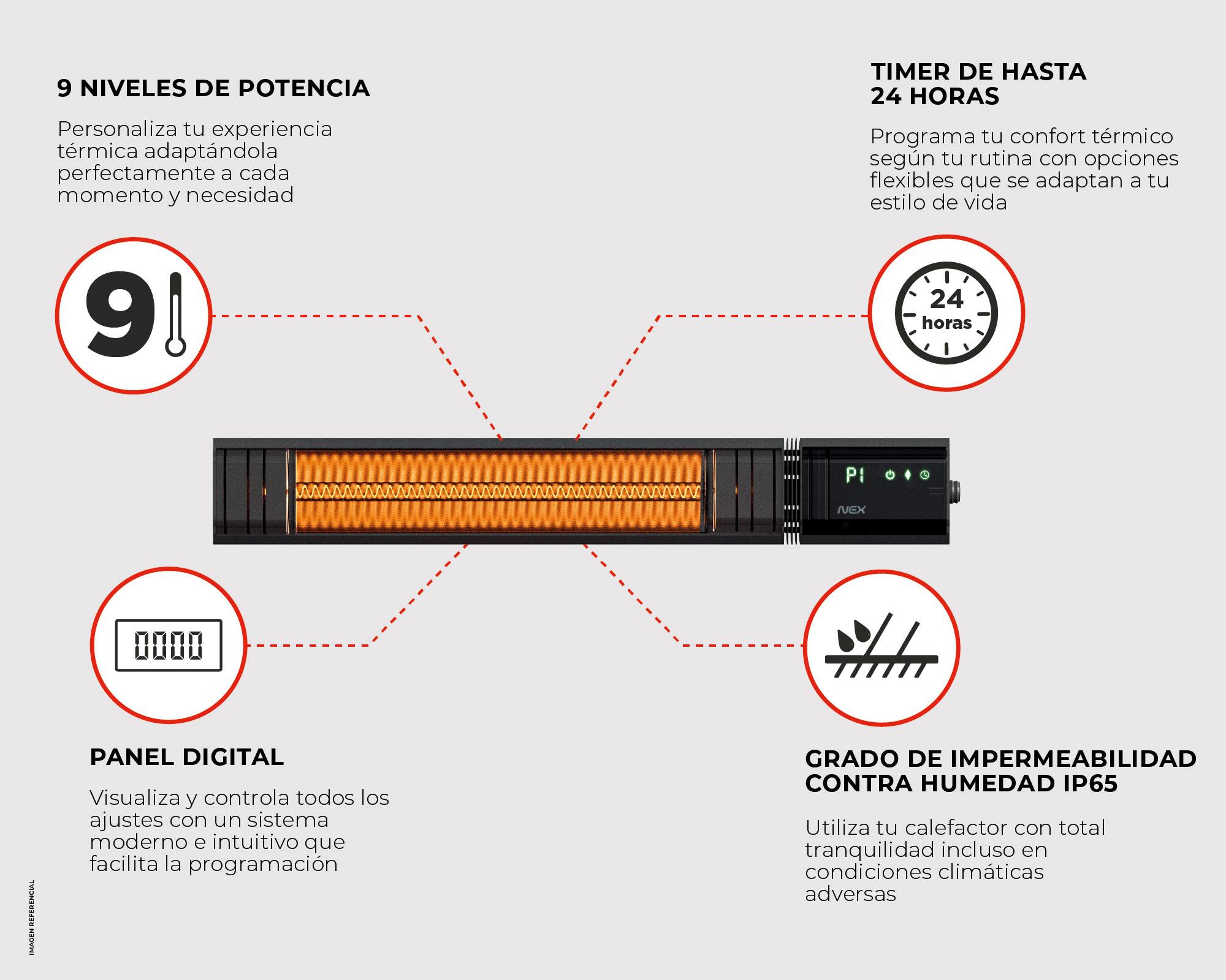 Estufa patio Heather Wall 1800 W PHWALL20B-3