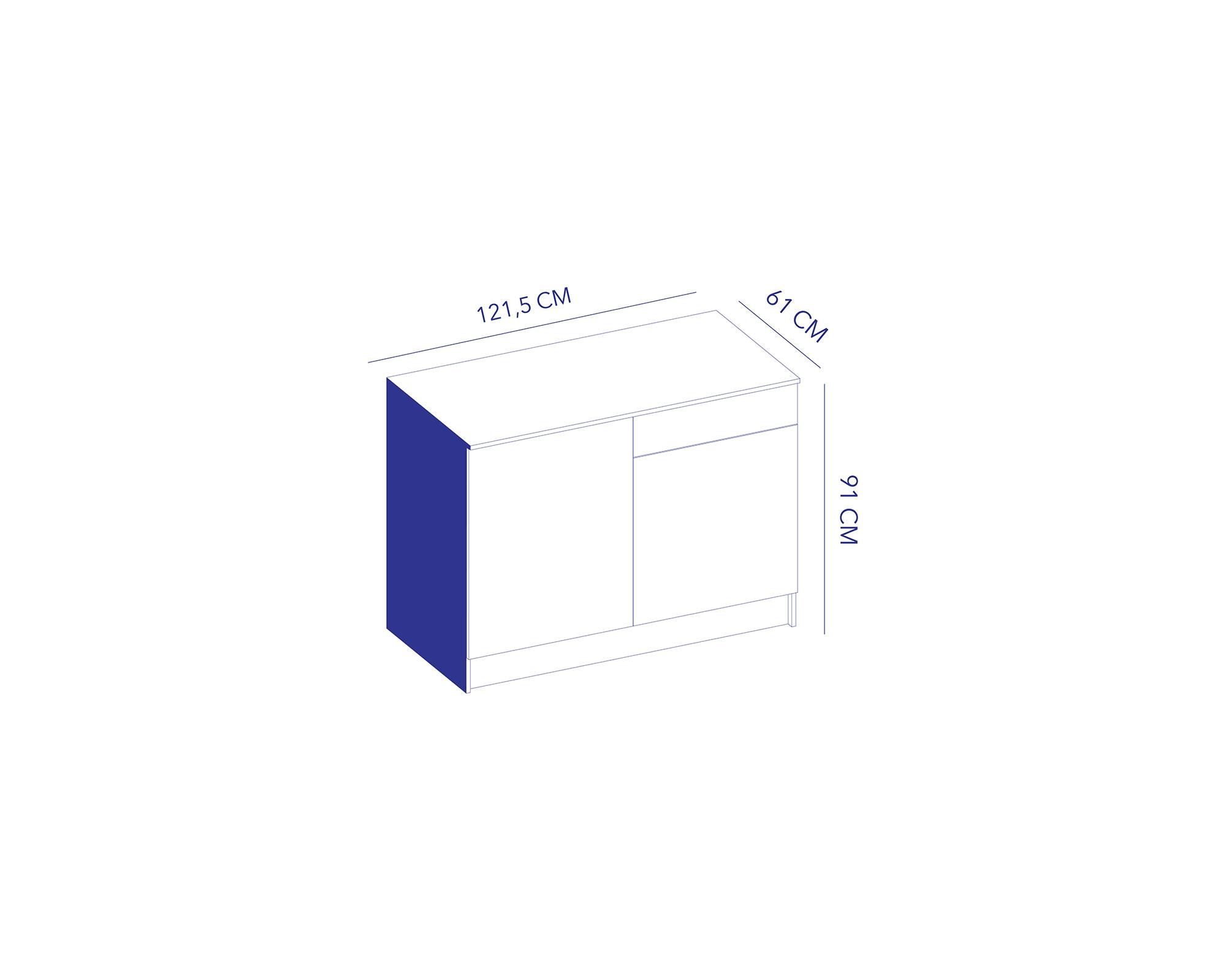 Mueble base cocina Andes blanco/carvalo 91x121.5x61 cm-3